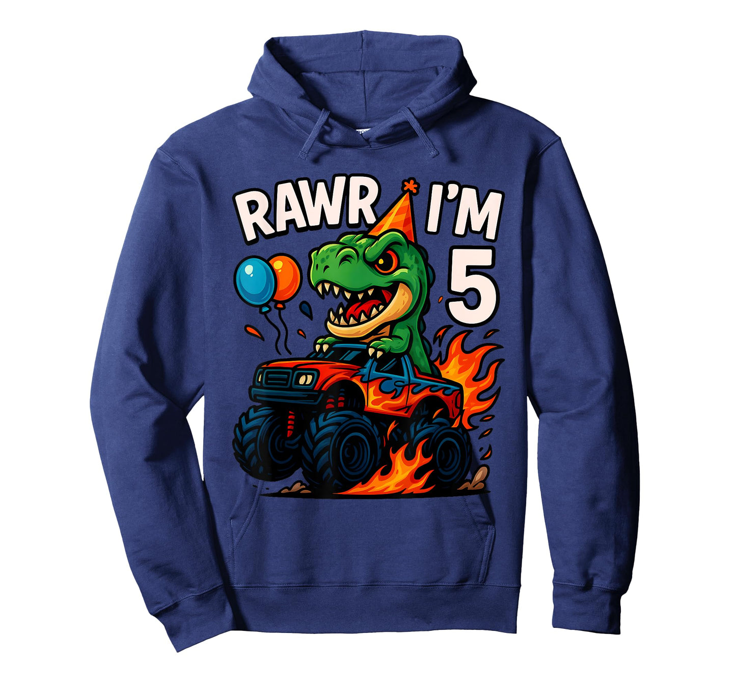 Rawr I'm 5 Fifth Birthday Party T Rex Monster Truck Boys Kid T-Shirt