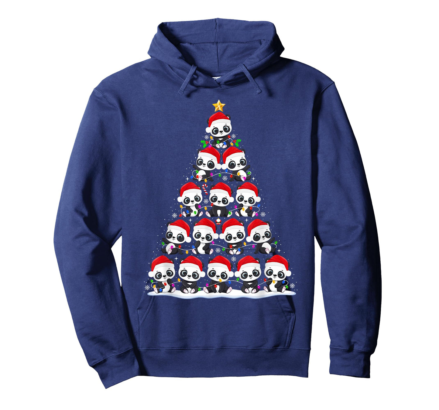 Panda Christmas Tree Lights Funny Xmas Santa Hat Panda Lover T-Shirt