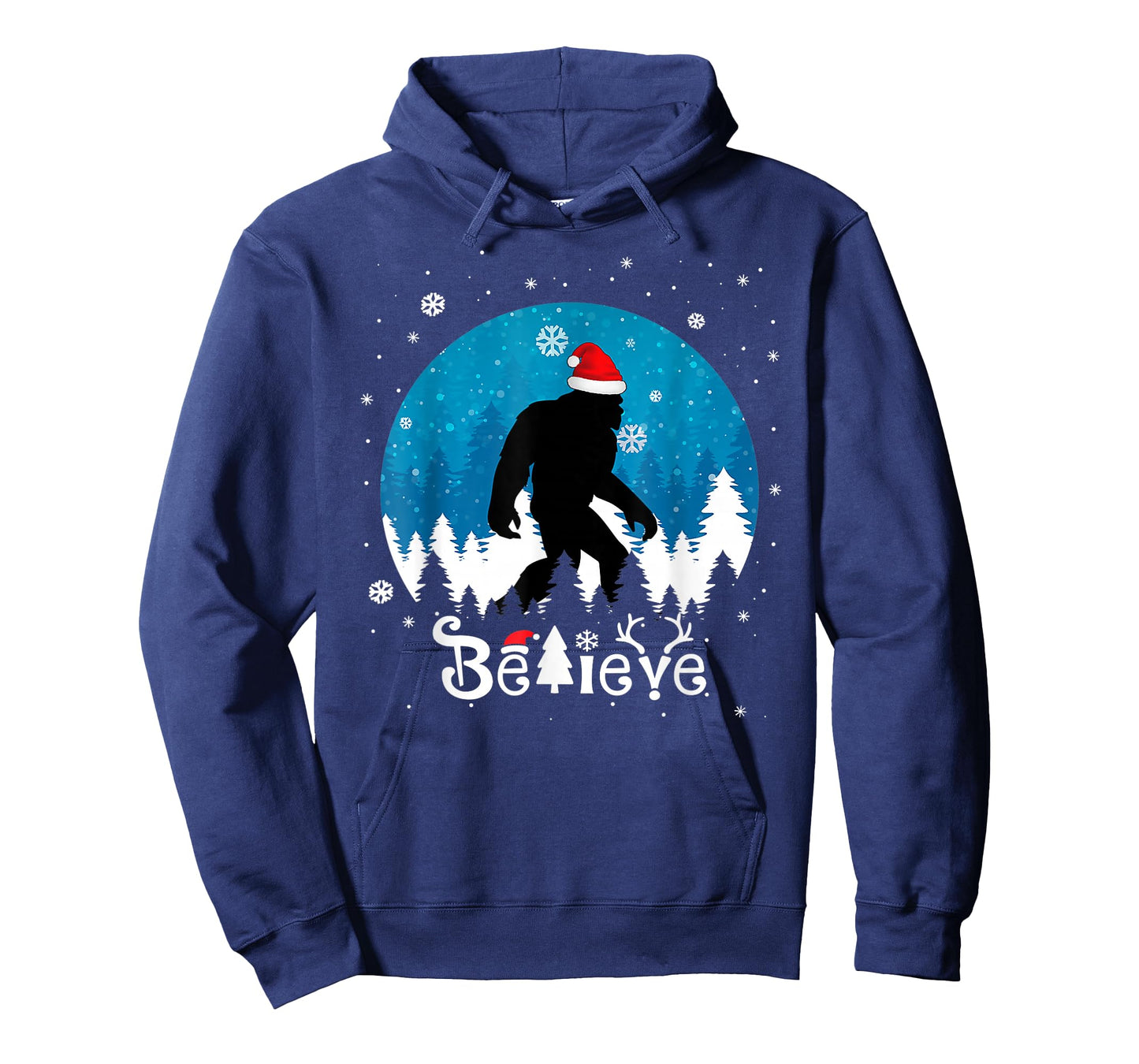 Funny Christmas Xmas Bigfoot Believe Sasquatch In Moon Light T-Shirt