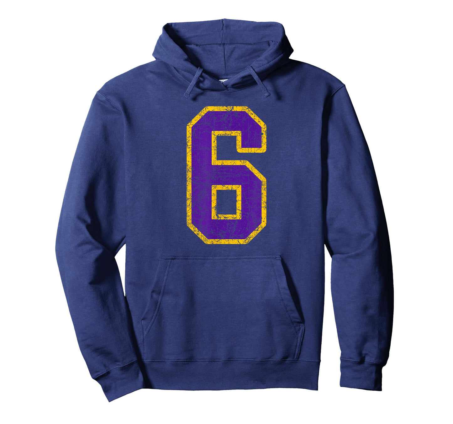 Purple Gold Number 6 Jersey Player Uniform #6 Grunge T-Shirt