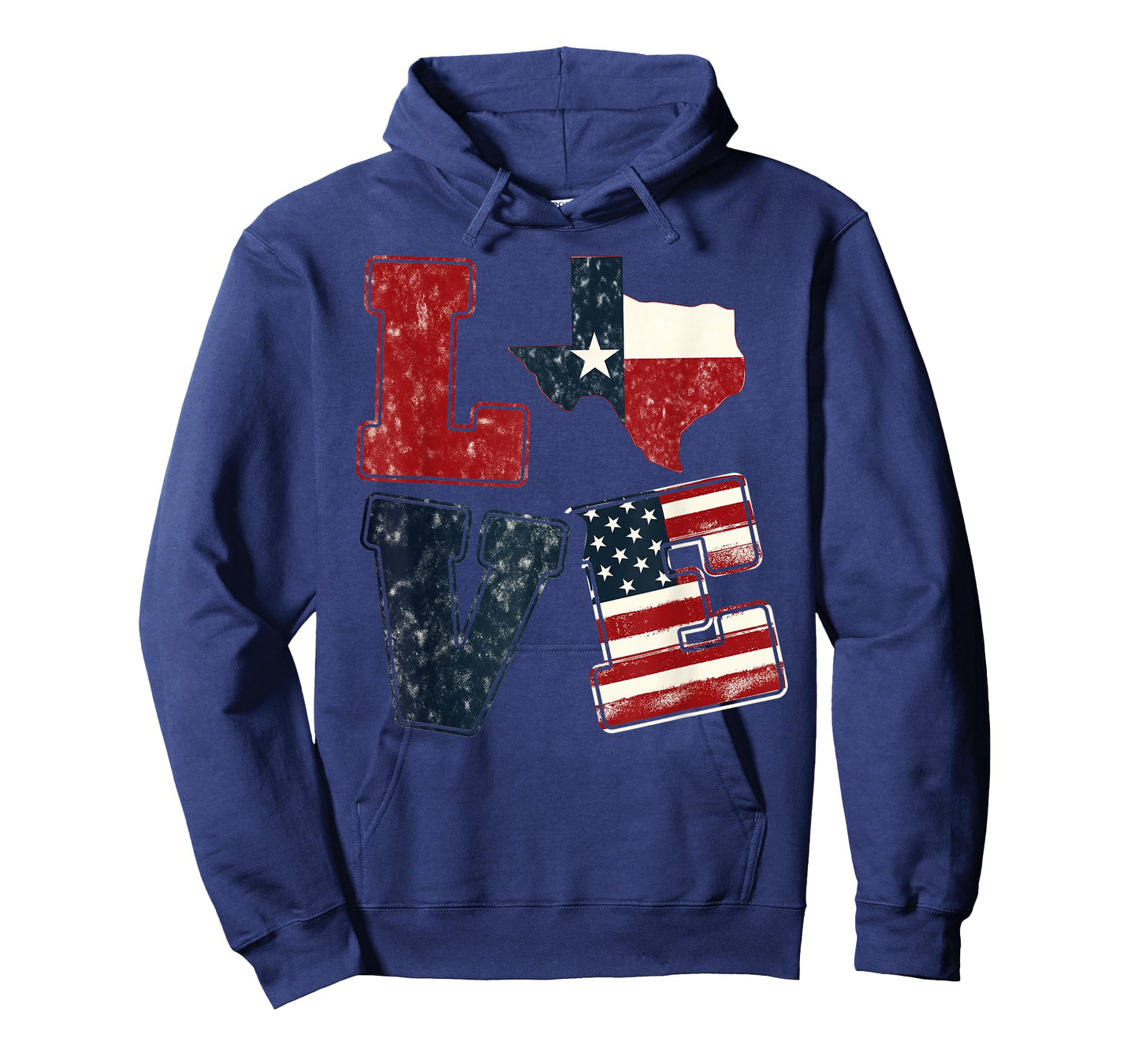 Distressed Retro TX 4th July American Flag I Love Texas Flag T-Shirt