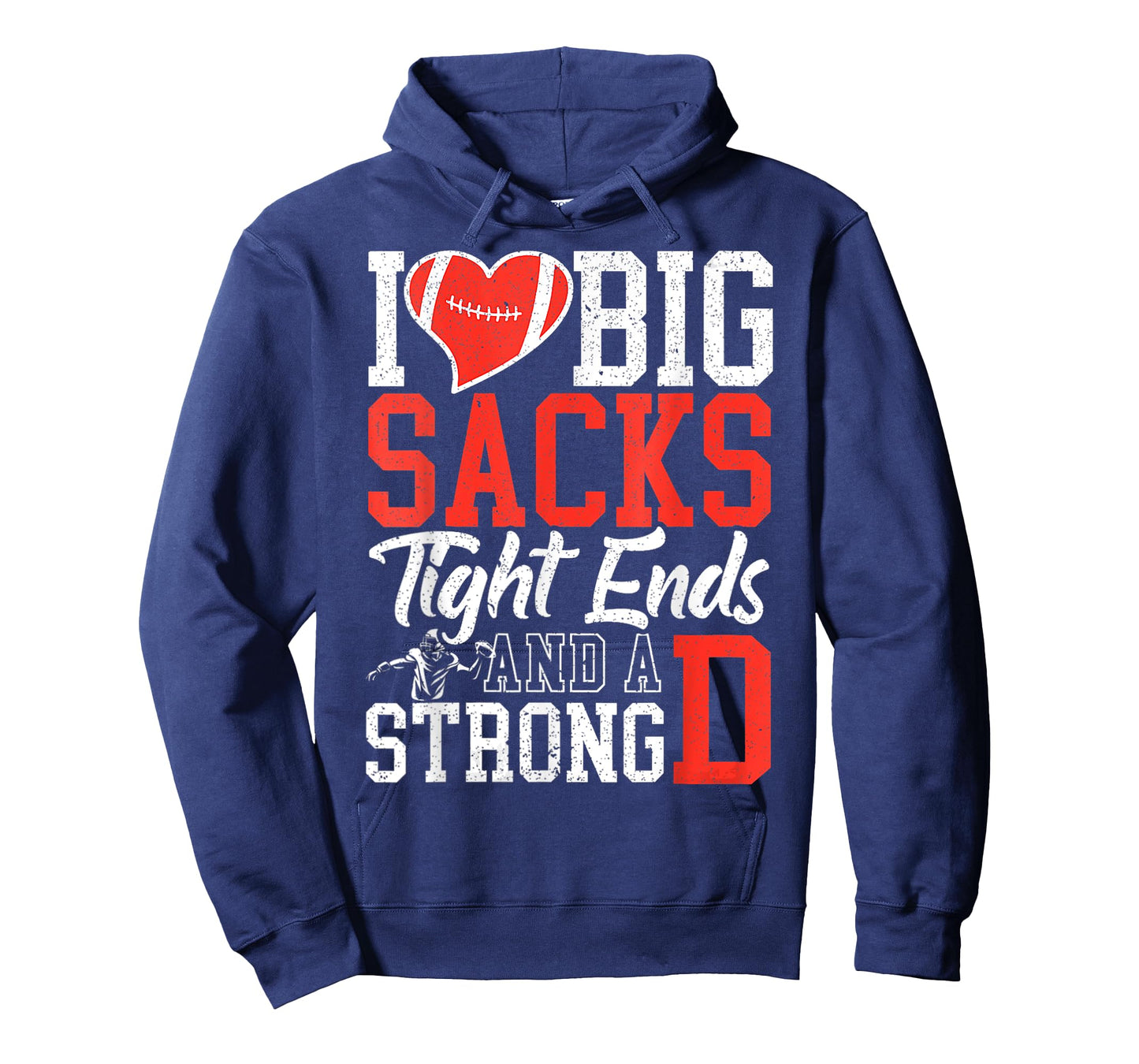 Womens I Love Big Sacks Tight Ends And A Strong D Football V T-Shirt