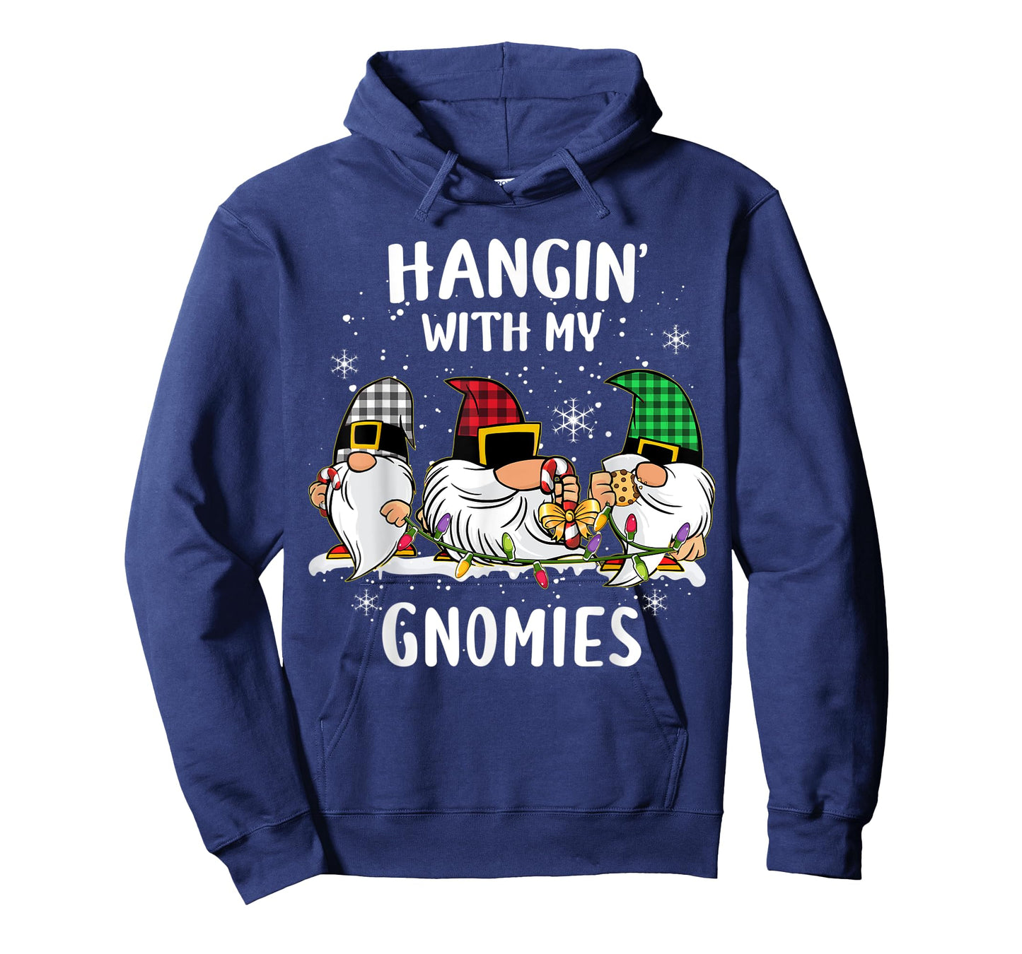 Hangin' With My Gnomies Three Gnomes Christmas Buffalo Plaid T-Shirt