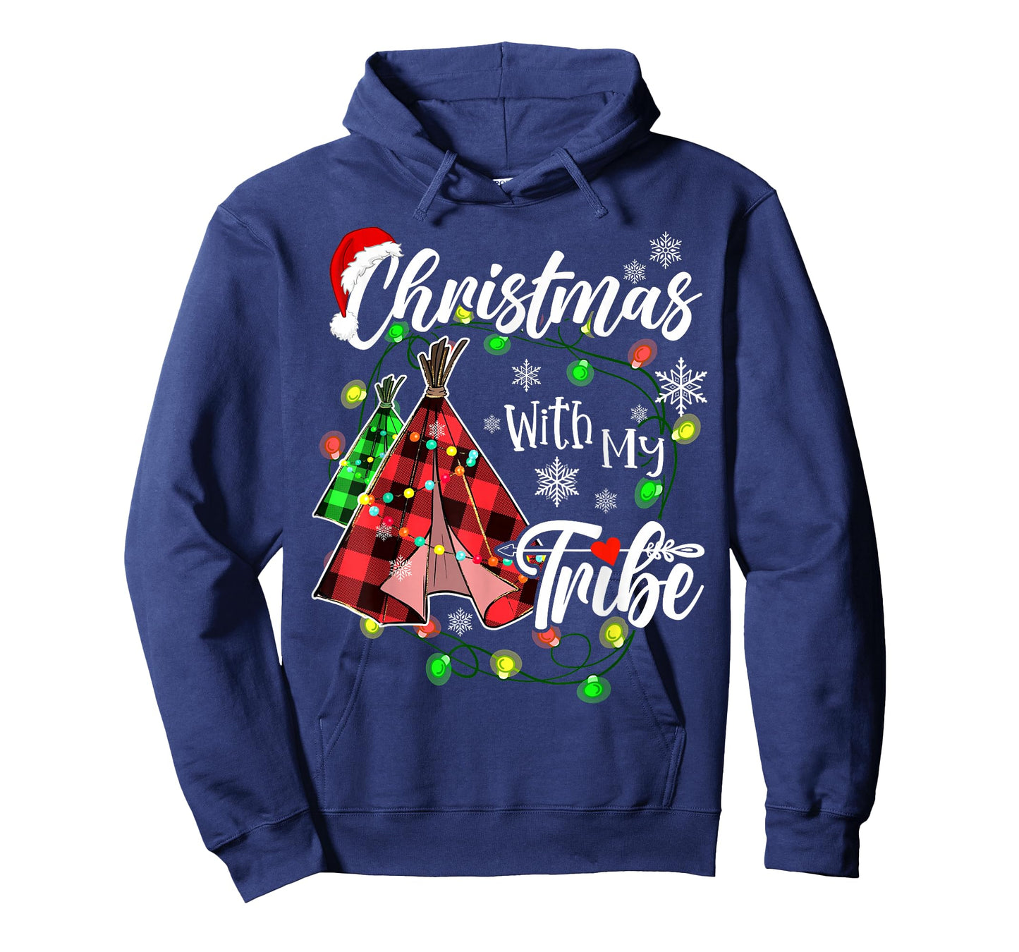 Christmas With My Tribe Family Plaid Pajamas Xmas Lights T-Shirt