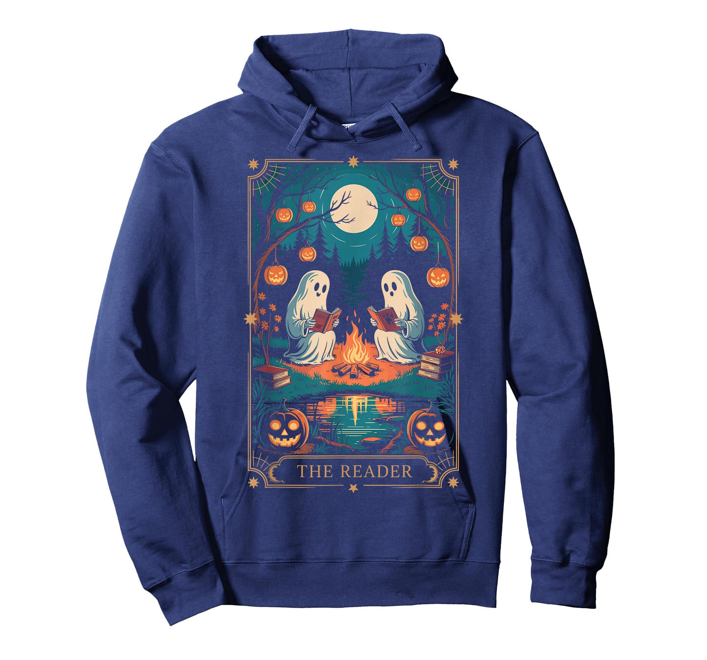 The Reader Bookish Cute Spooky Ghost Reading Book Tarot Card T-Shirt