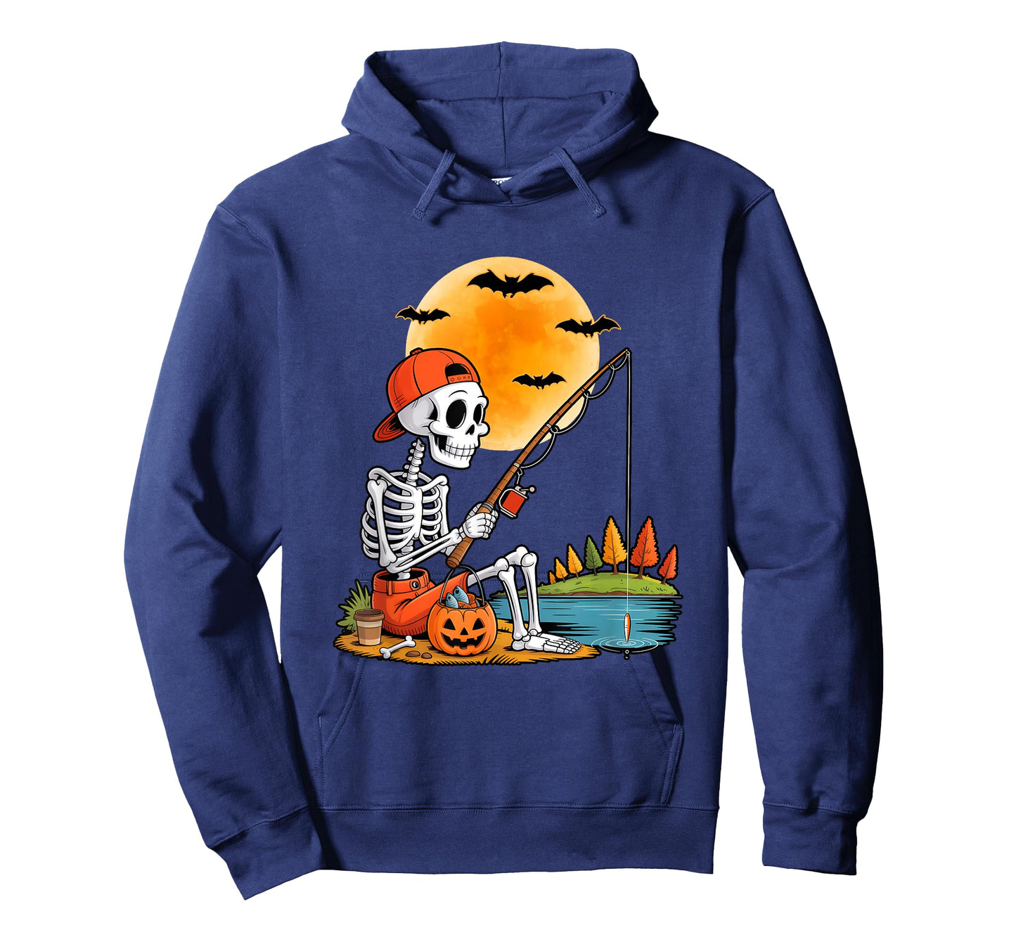 Skeleton Fishing Halloween Costume Funny Fishing Boys Kids T-Shirt