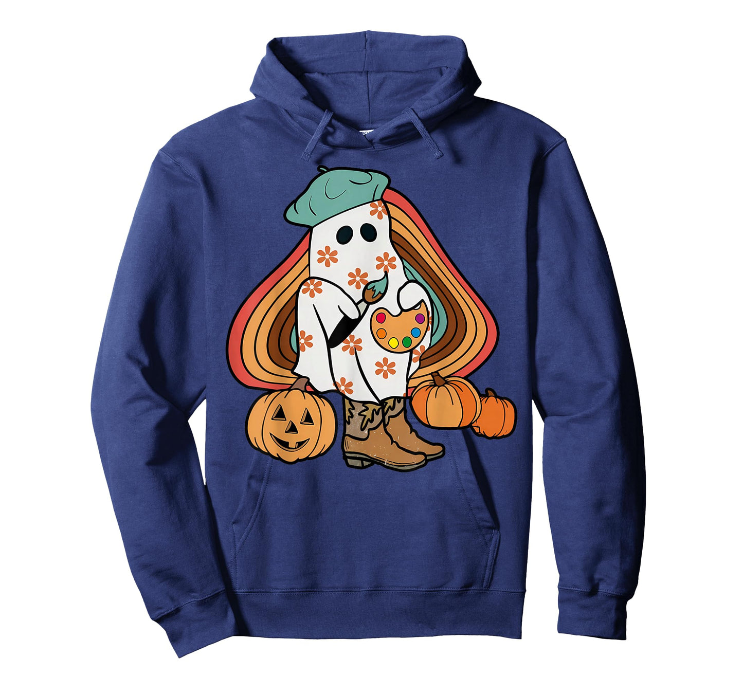 Art Teacher Painting Brushes Retro Pumpkin Ghost Artist T-Shirt