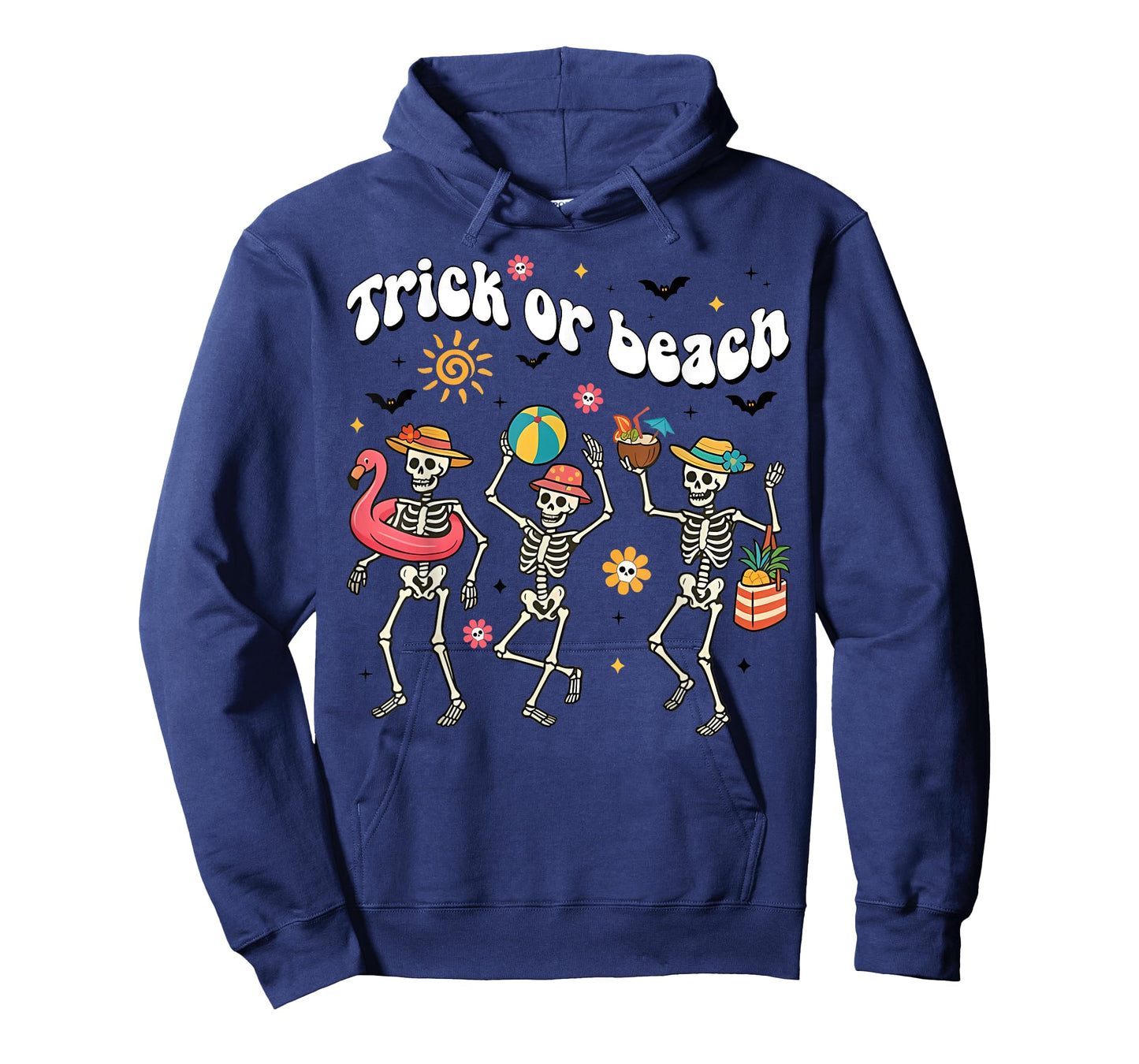 Halloween Summer Funny Trick Or Beach Skeleton Spooky Family T-Shirt