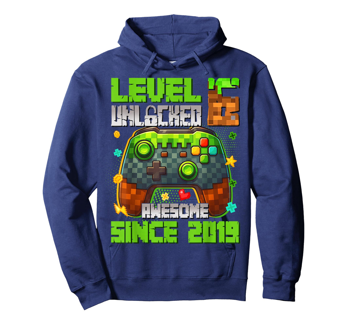 Level 6 Unlocked Awesome Since 2019 6th Birthday Game Pixel T-Shirt