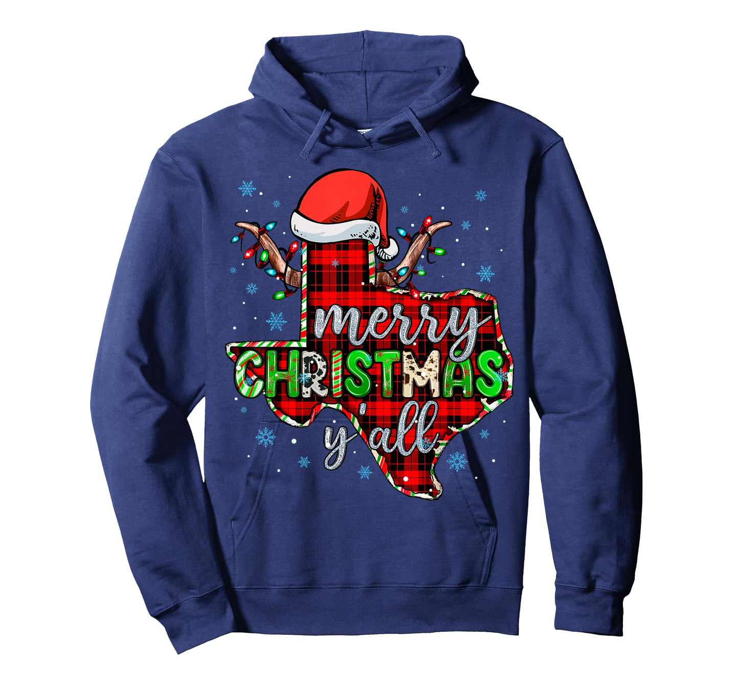Funny Merry Christmas Y'all Texas State Red Plaid Santa Hat T-Shirt