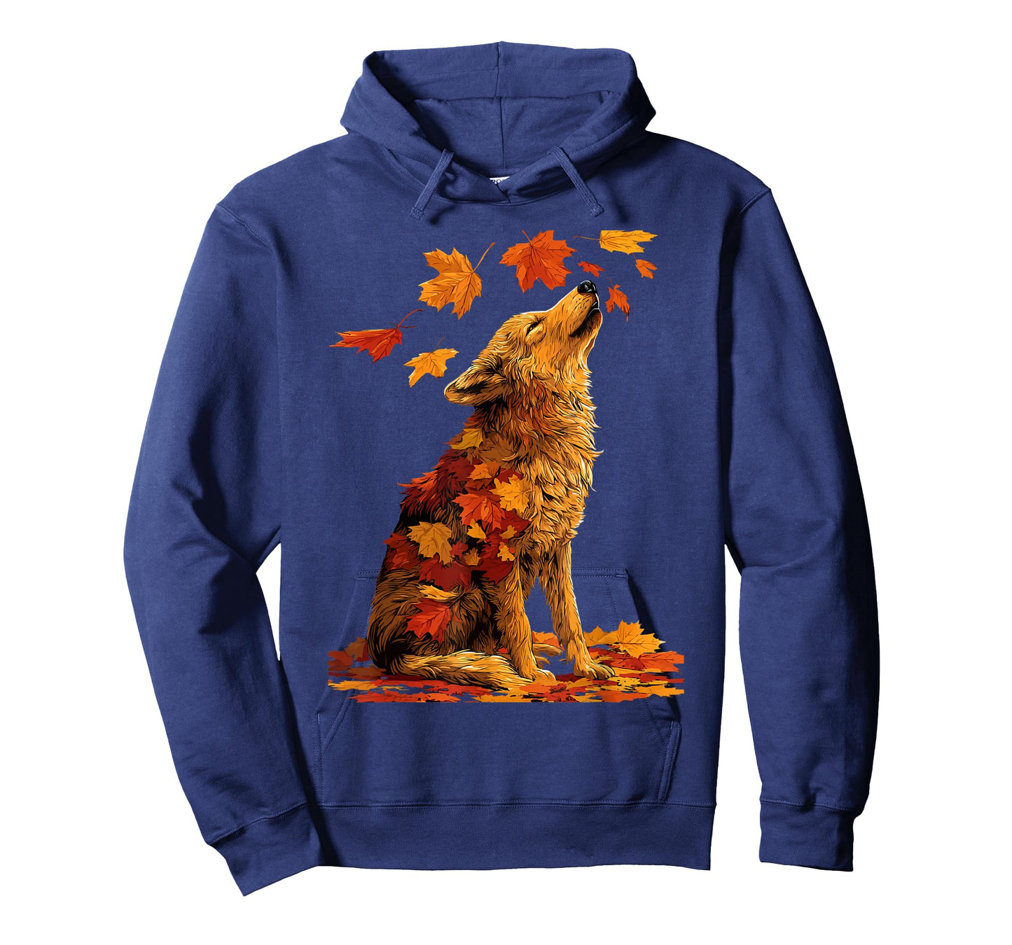 Cute Wolf with Fall Leaves Forest Animal Autumn Aesthetic T-Shirt