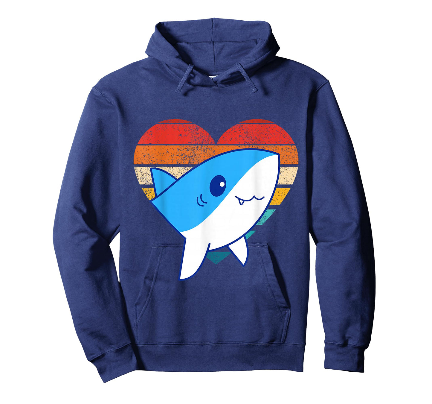 Cute Shark Design Retro Heart Shape Vintage Style T-Shirt