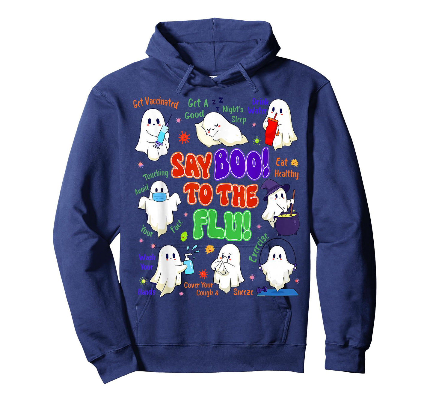 Retro Nurse Ghost Halloween Vaccine Say Boo to The Flu T-Shirt