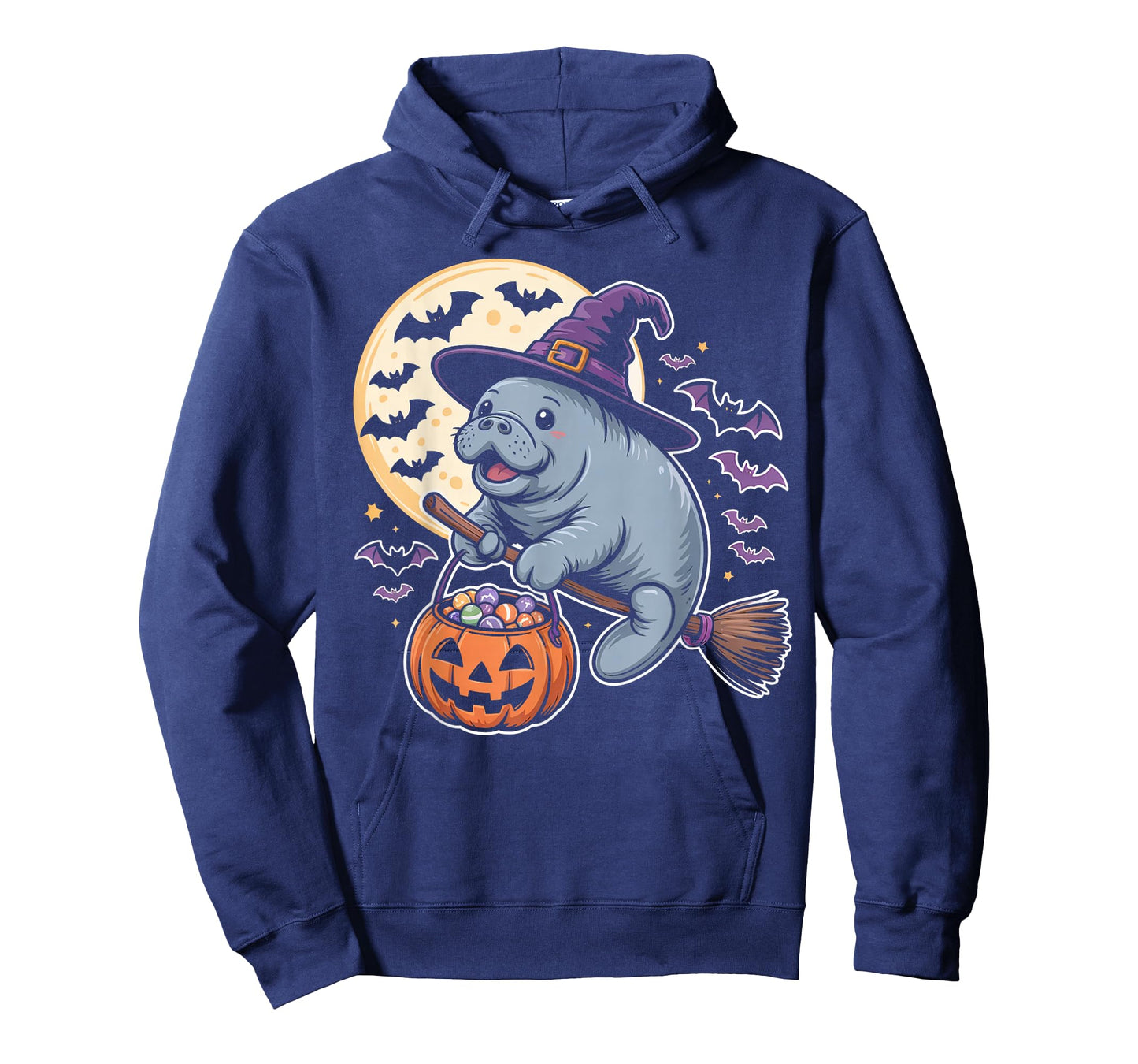 Cute Manatee Witch Halloween Candy Moon Bat Costume Gifts T-Shirt