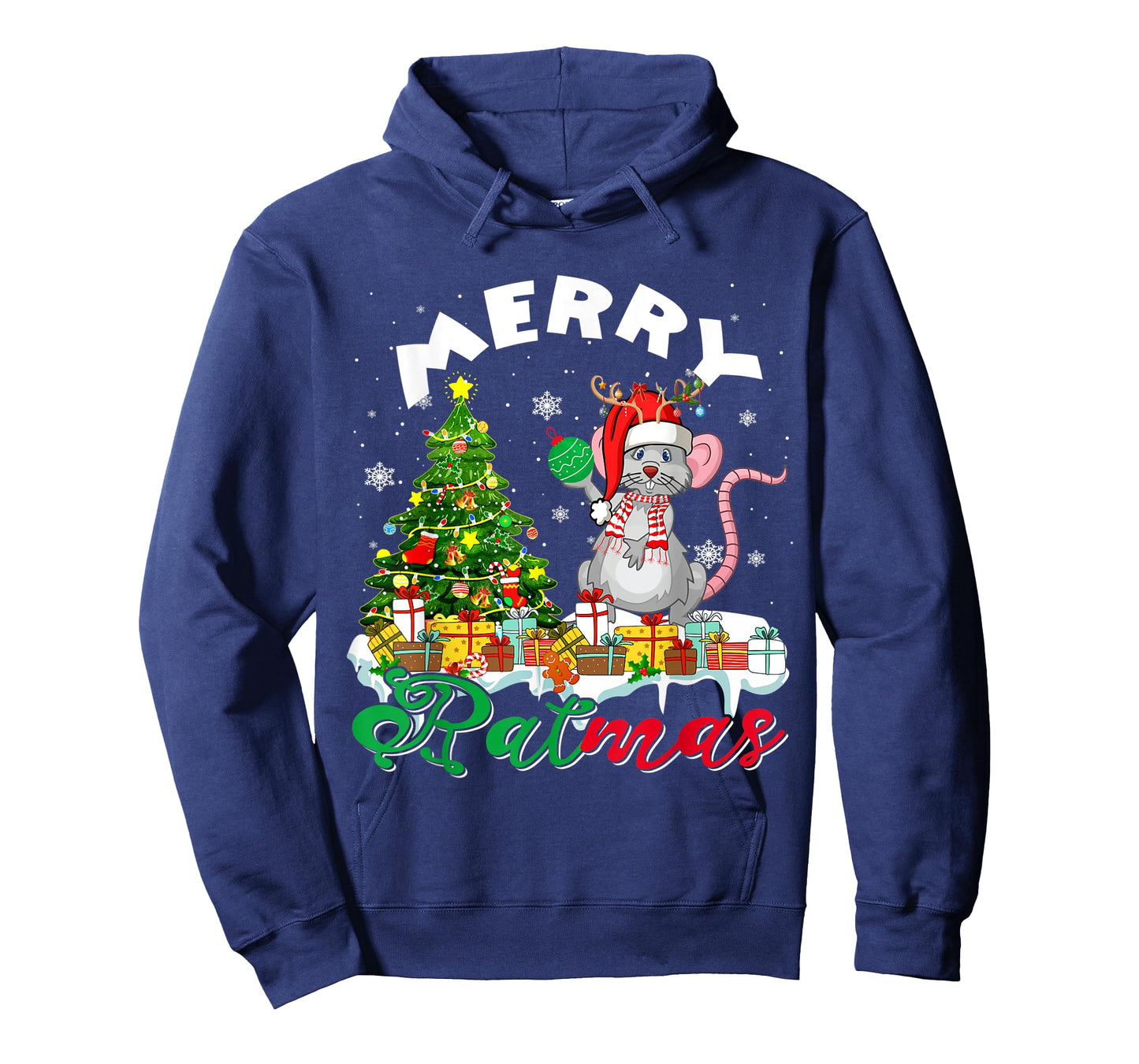 Merry Xmas Santa Reindeer Rat Sitting With Xmas Presents T-Shirt
