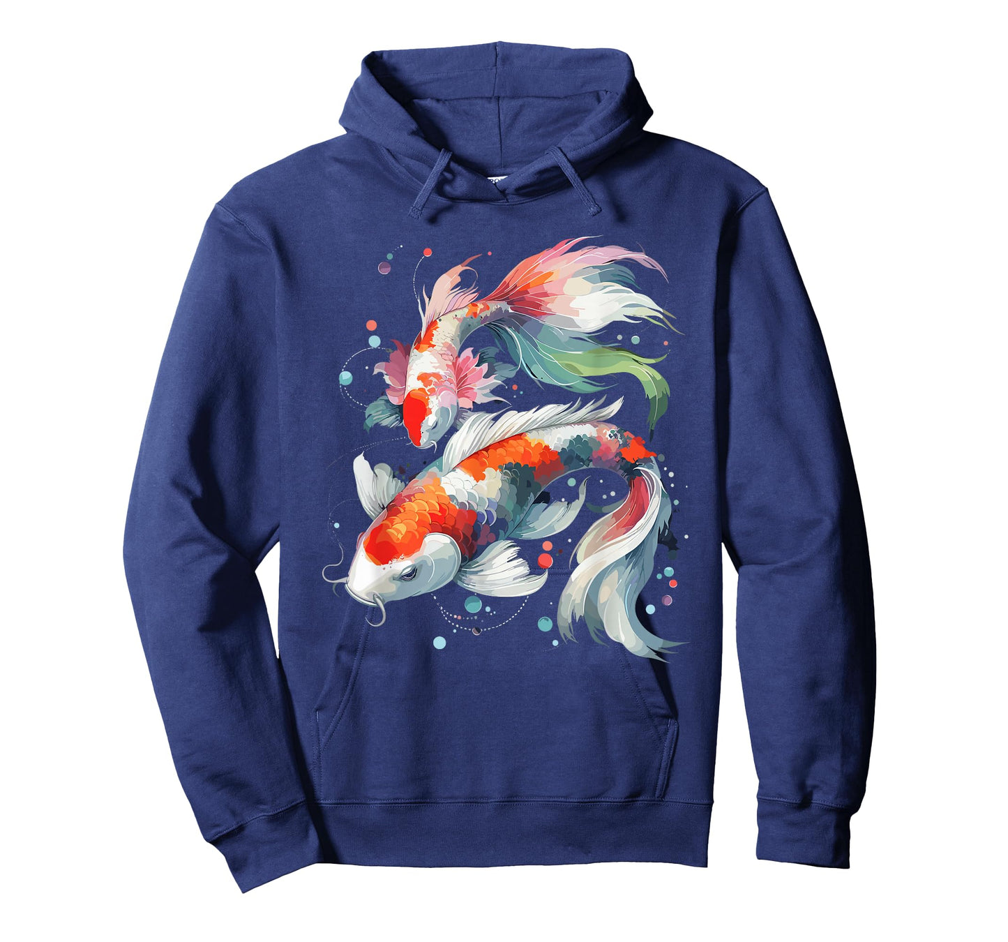 Watercolor Japanese Koi Gift Unisex-Adults T-Shirt Black Small Cartoon Koi T-Shirt
