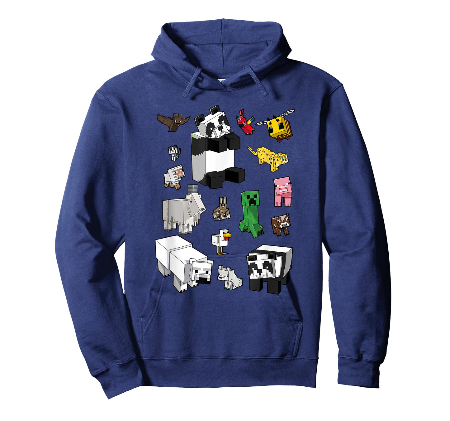Minecraft Unisex Adults Kids T-Shirt, Blue, Small, Short Sleeve, Classic Fit, Cartoon Panda Graphic, Minecraft Overworld Mob Grid Poster T-Shirt