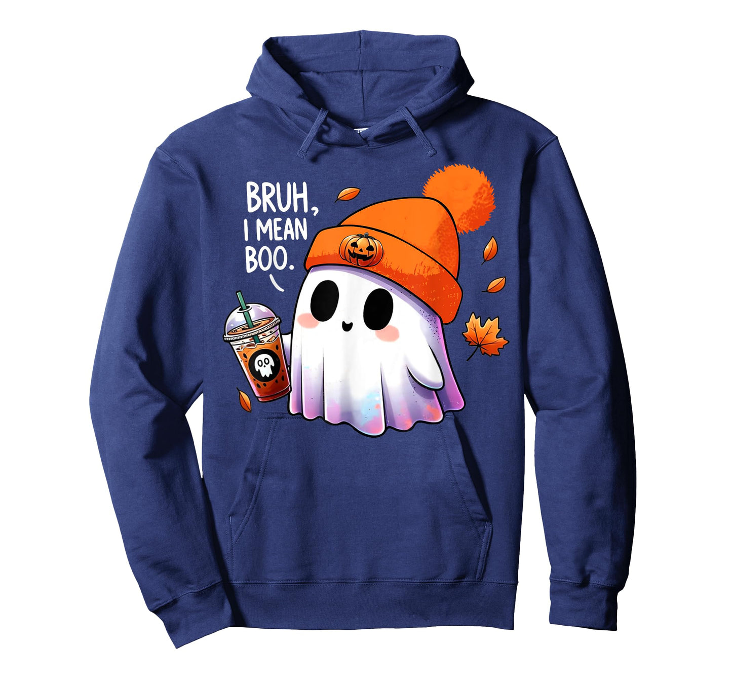 Bruh, I Mean Boo Cute Halloween Ghost Drinking Latte Coffee T-Shirt