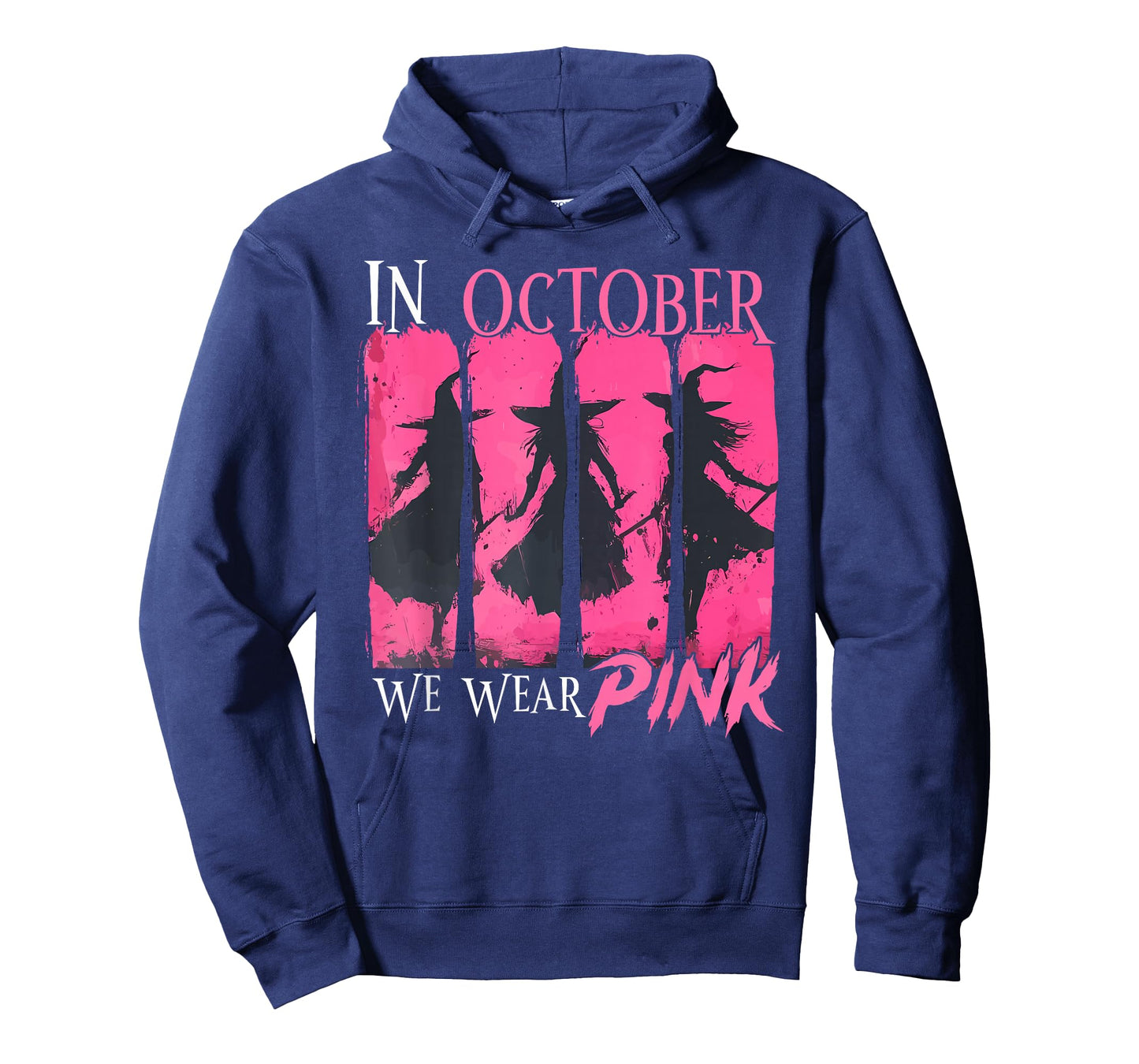 in October We Wear Pink Witch Halloween Breast Cancer Women T-Shirt