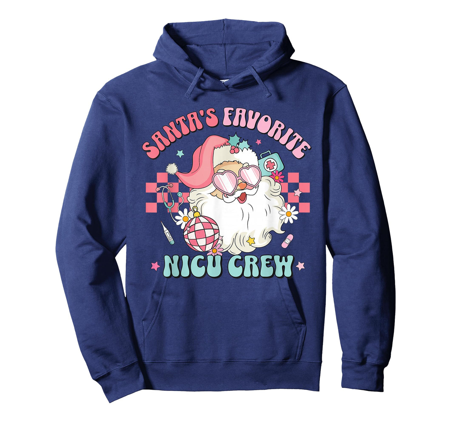 Retro Pink Christmas Neonatal Santa's Favorite NICU Nurse T-Shirt