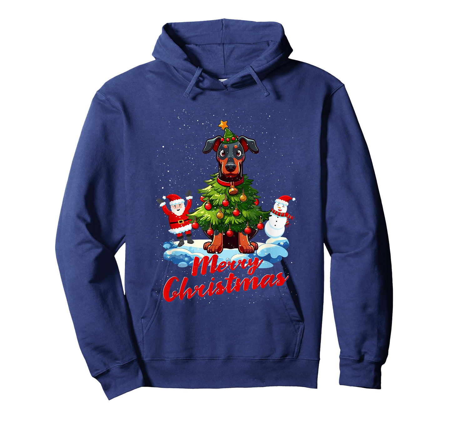 Doberman Merry Christmas Tree Lights Dog X-Mas Dogs T-Shirt