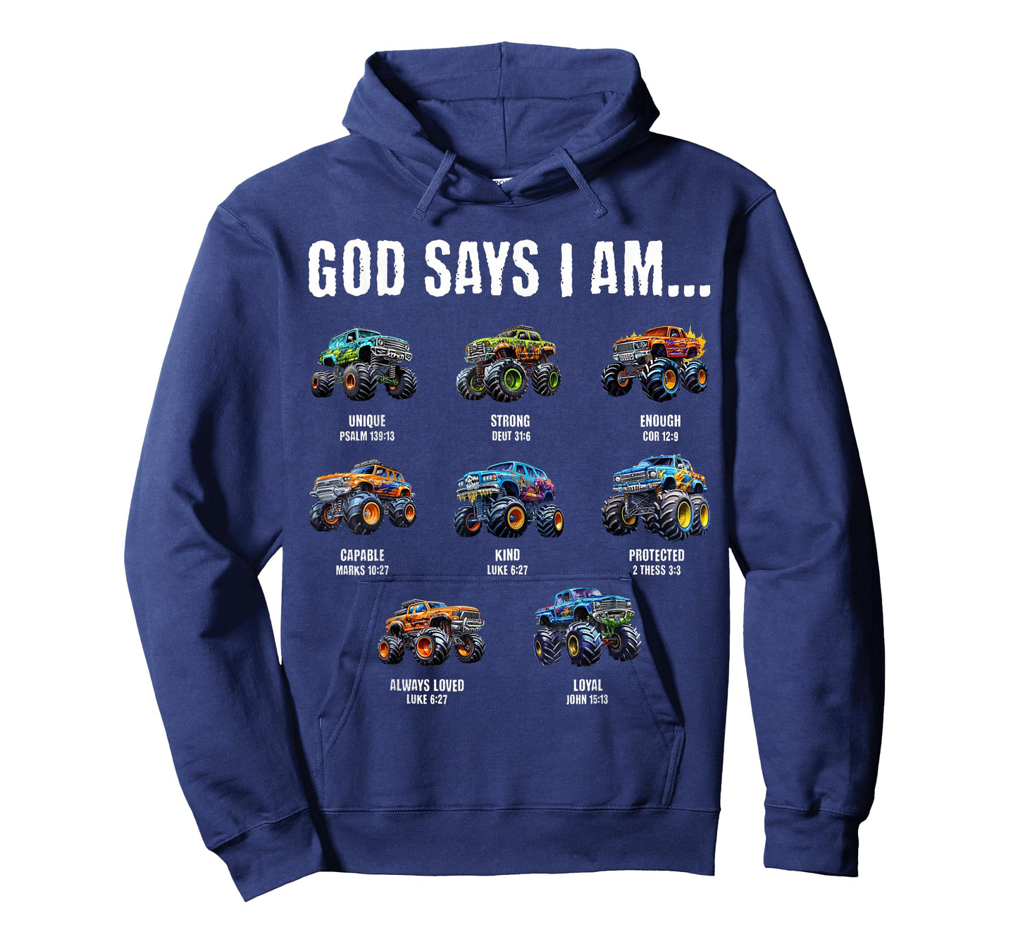 God Says I Am Christian Toddler Kids Monster Truck T-Shirt