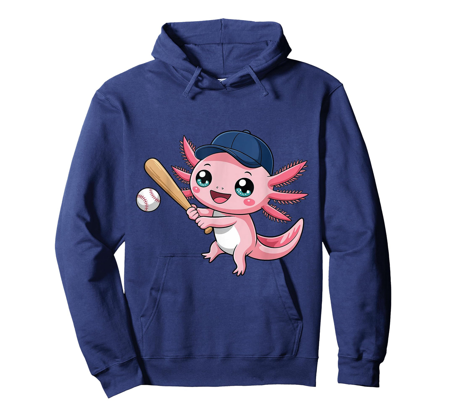 Cute Axolotl Playing Baseball Kid Kawaii Anime Axolotl T-Shirt