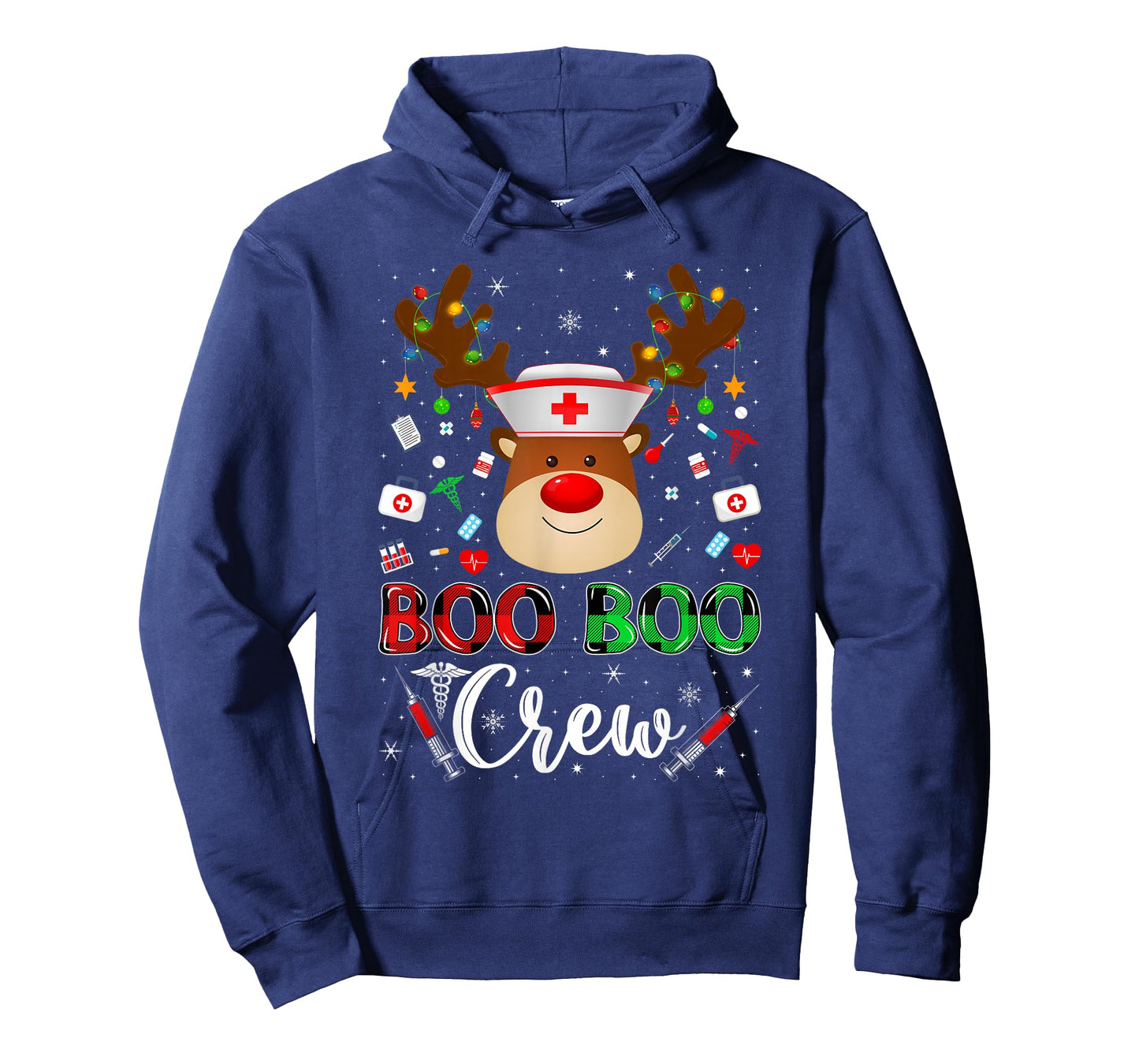 Nurse Christmas Scrub Top Funny Reindeer Boo Crew Nurse Xmas T-Shirt