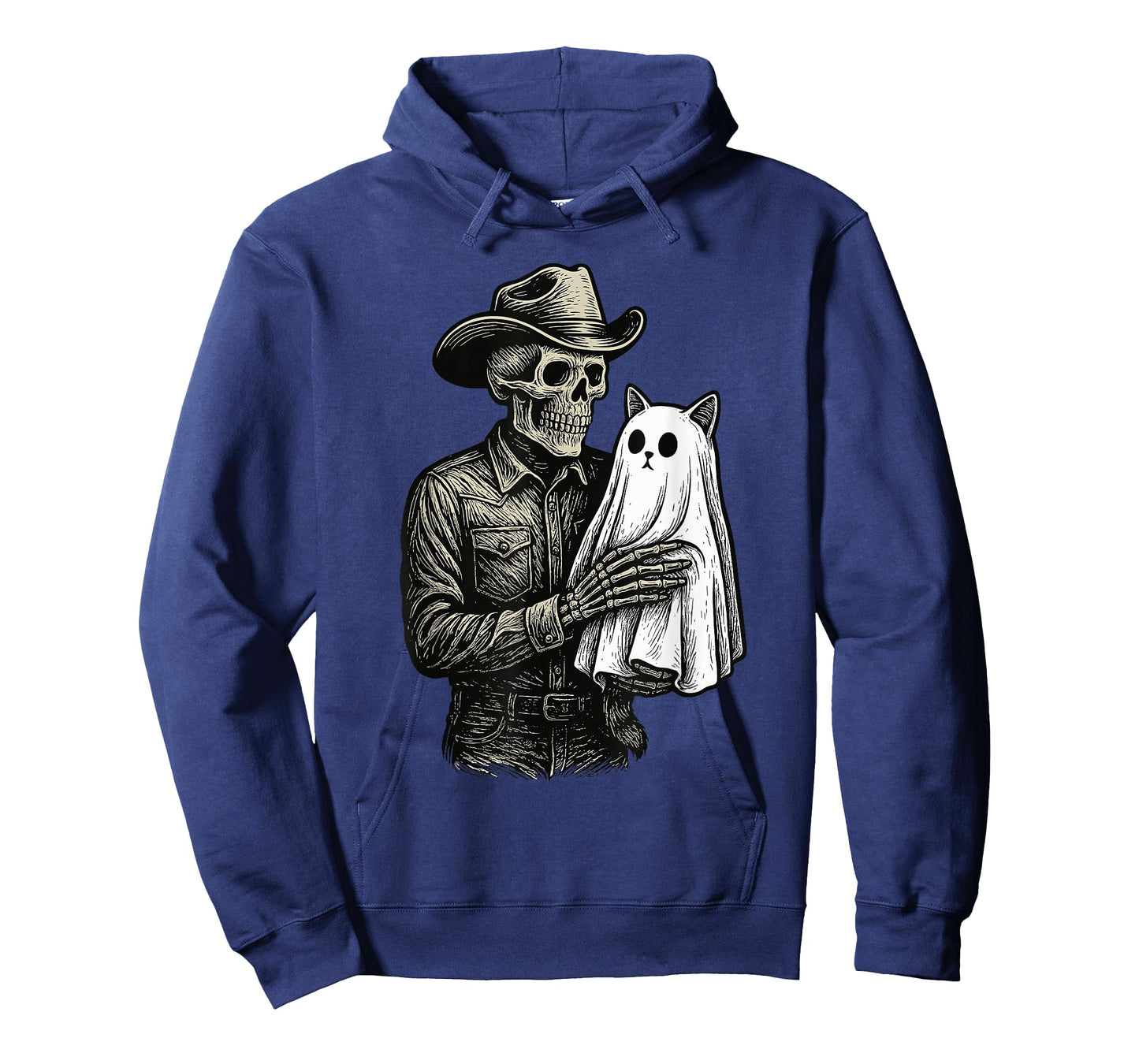 Skeleton Cowboy Ghost Cat Halloween Goth Dark Western Gothic T-Shirt