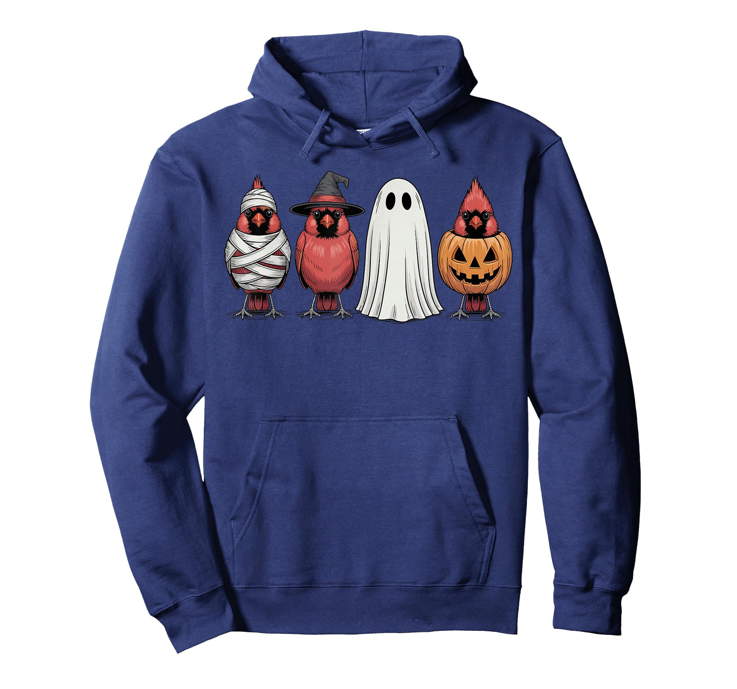 Spooky Ghost Red Cardinal Bird Pumpkin Halloween Skeleton T-Shirt