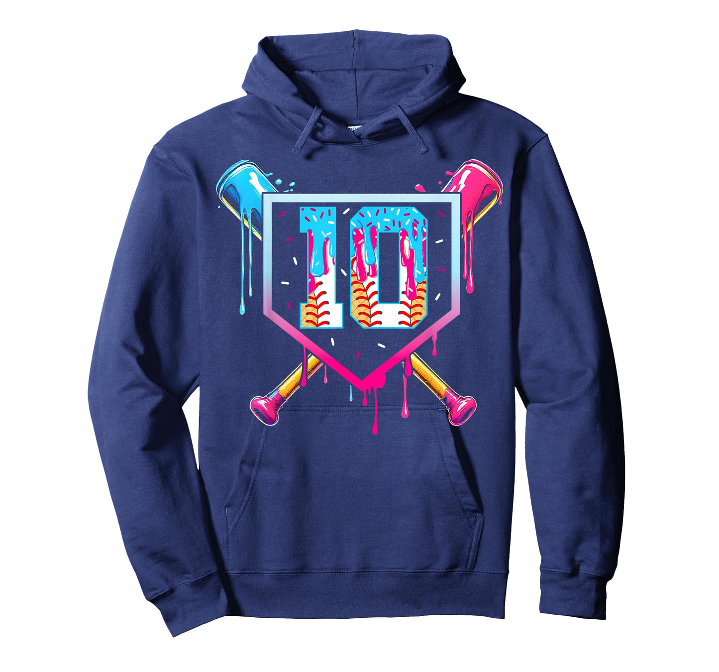 Baseball 10 Year Old Ice Cream Drip 10th Birthday Boy 10 T-Shirt