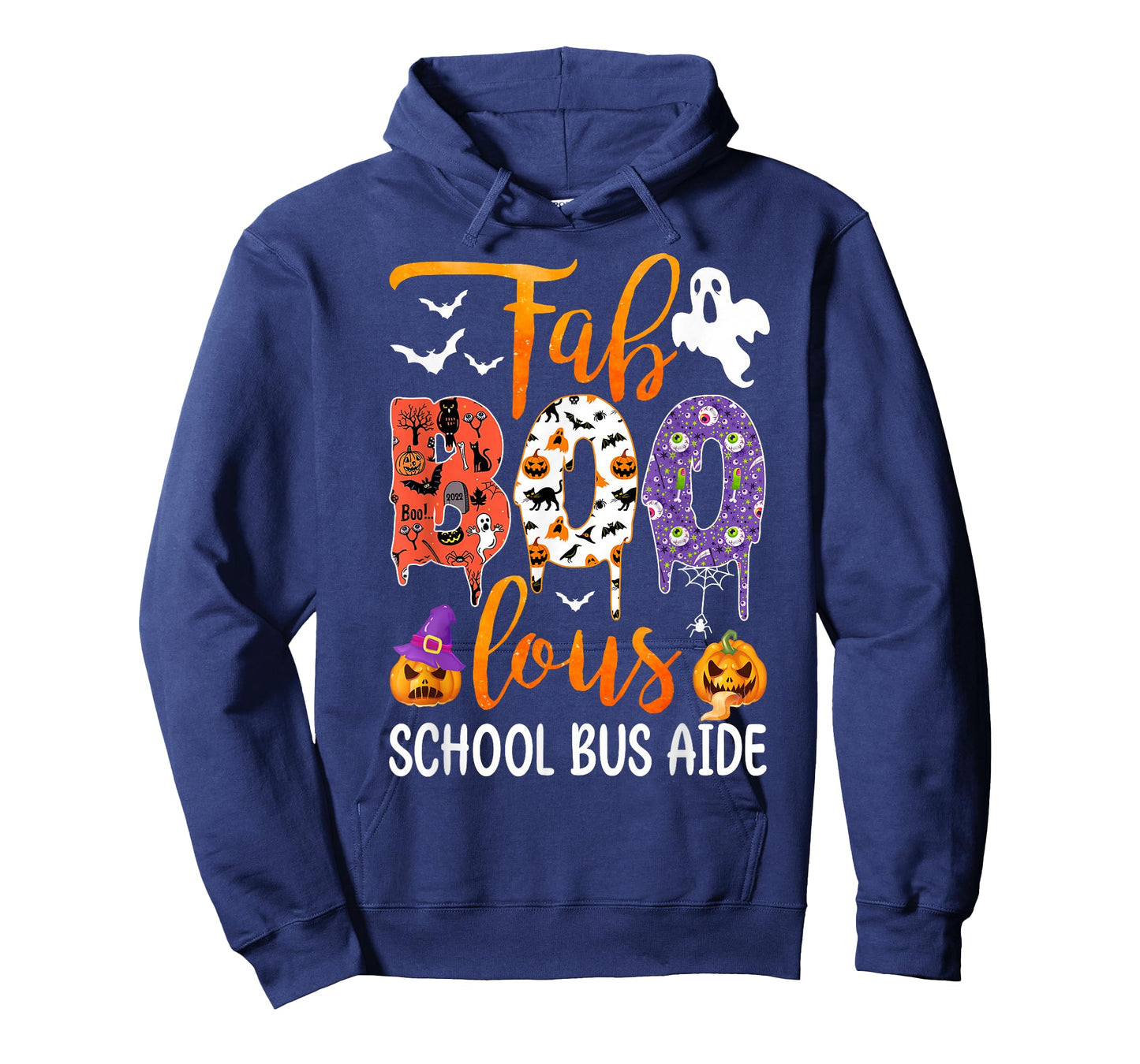 Fab Boo Lous School Bus Aide Boo Ghost Pumpkin Halloween T-Shirt