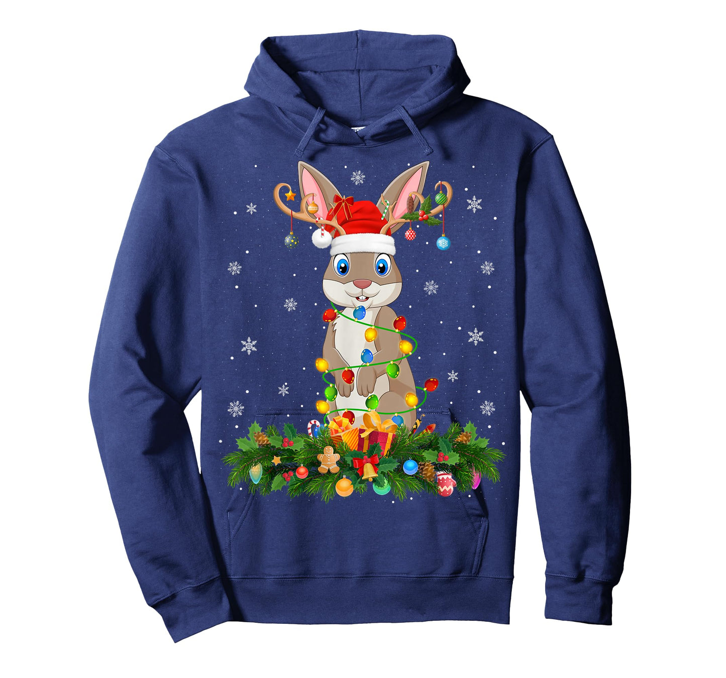 Rabbit Bunny Christmas Lights Reindeer Santa Adult & Kids T-Shirt