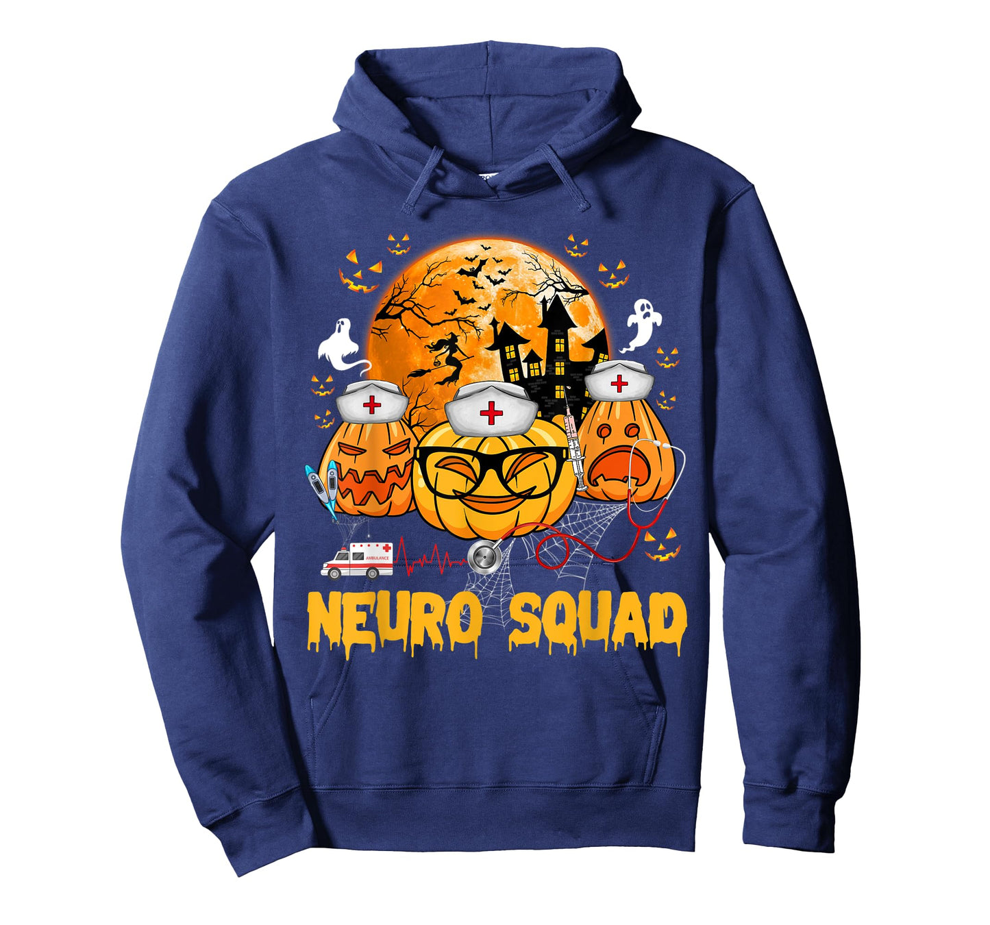 Neuro Squad Pumpkin Nurse Ghost Scary Halloween Costume T-Shirt