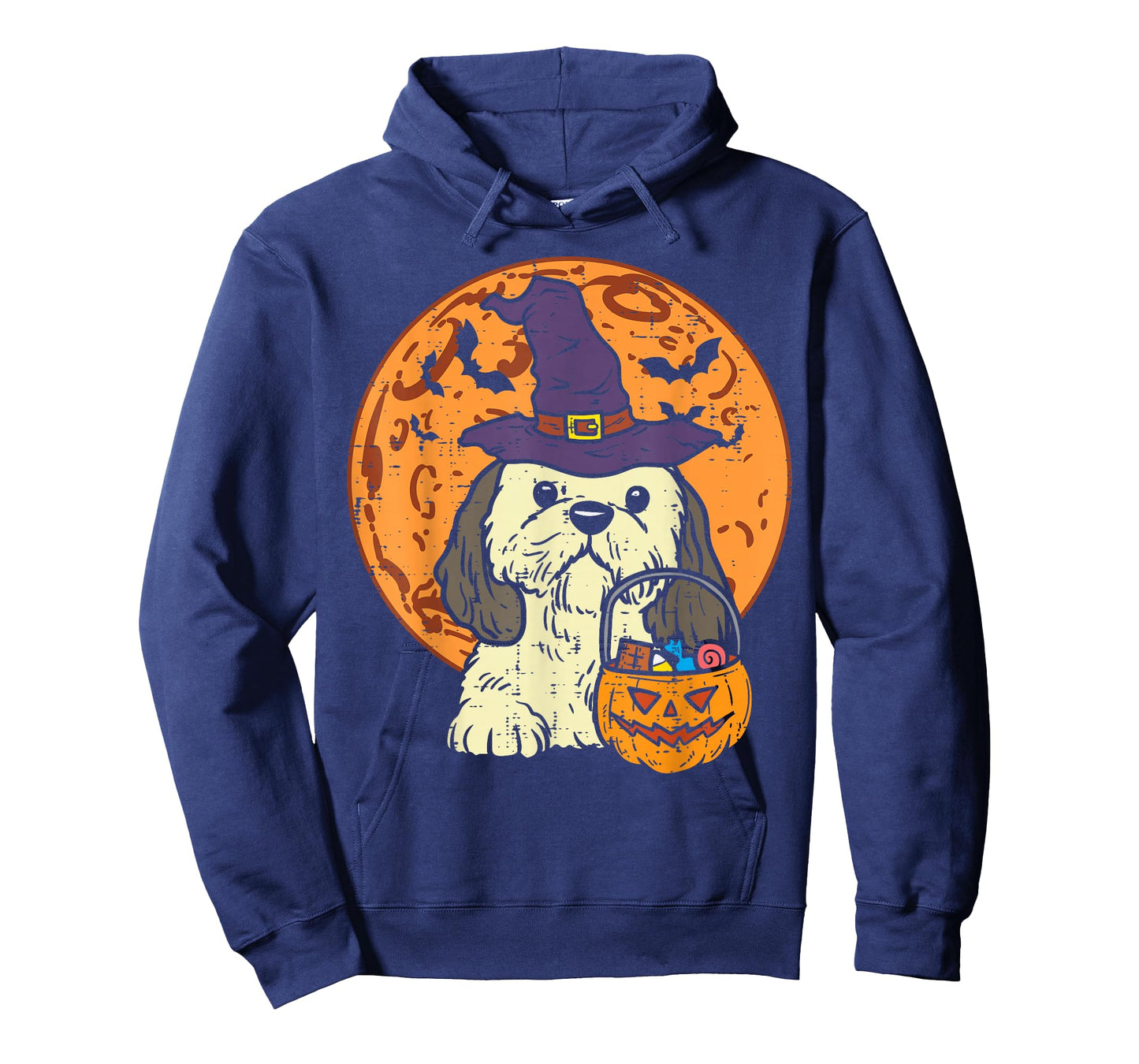Shih Tzu Witch Moon Jack O Lantern Halloween Dog Men Women T-Shirt