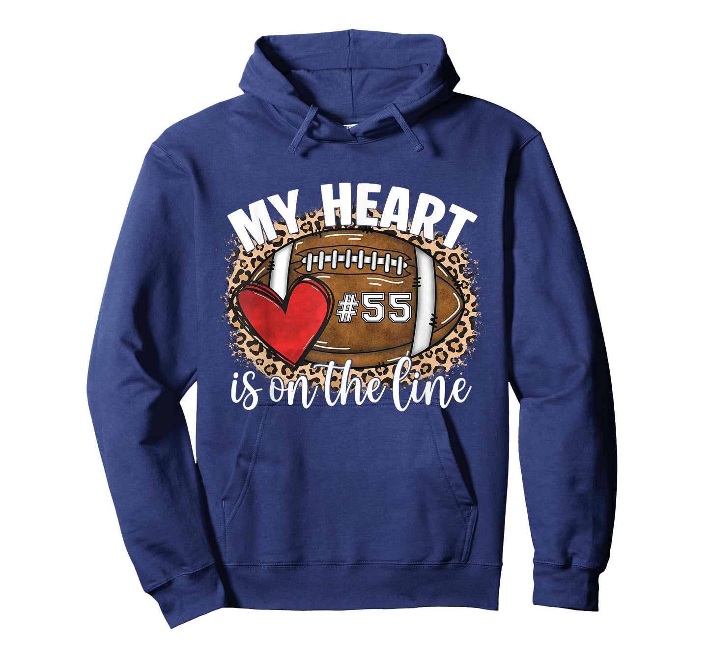 Game Day My Heart is On The Line Jersey Number 55 Football T-Shirt