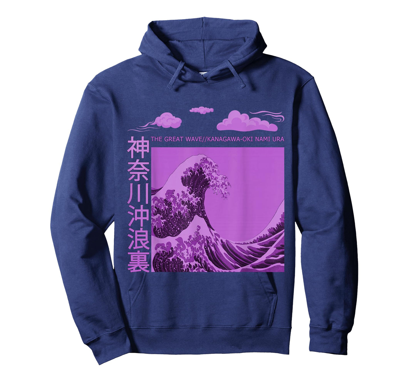 Big Wavy Japanese Purple Color Graphic T-Shirt