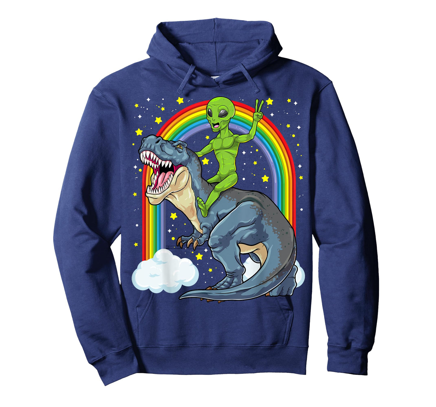 Alien Riding Dinosaur T Rex UFO Space Extraterrestrial Kids T-Shirt