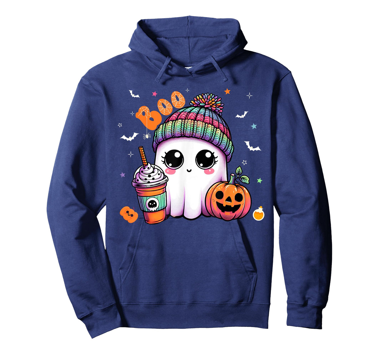 Cute Ghost Boo Drinking Pumpkin Spice Coffee Halloween T-Shirt