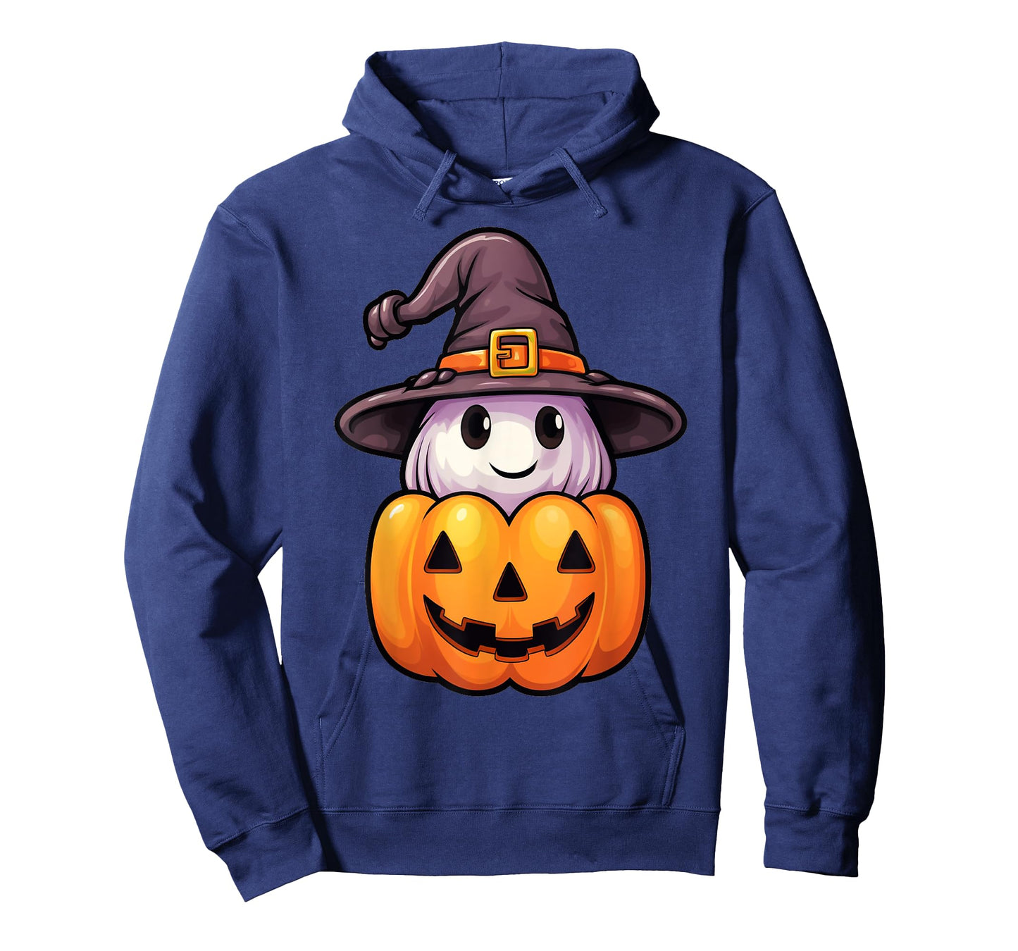 Ghost with Witch Hat on a Halloween Pumpkin Jack O Lantern T-Shirt