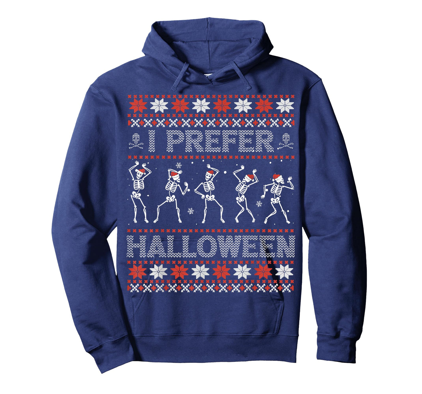 I Prefer Halloween Ugly Christmas Sweater Dancing Skeletons T-Shirt