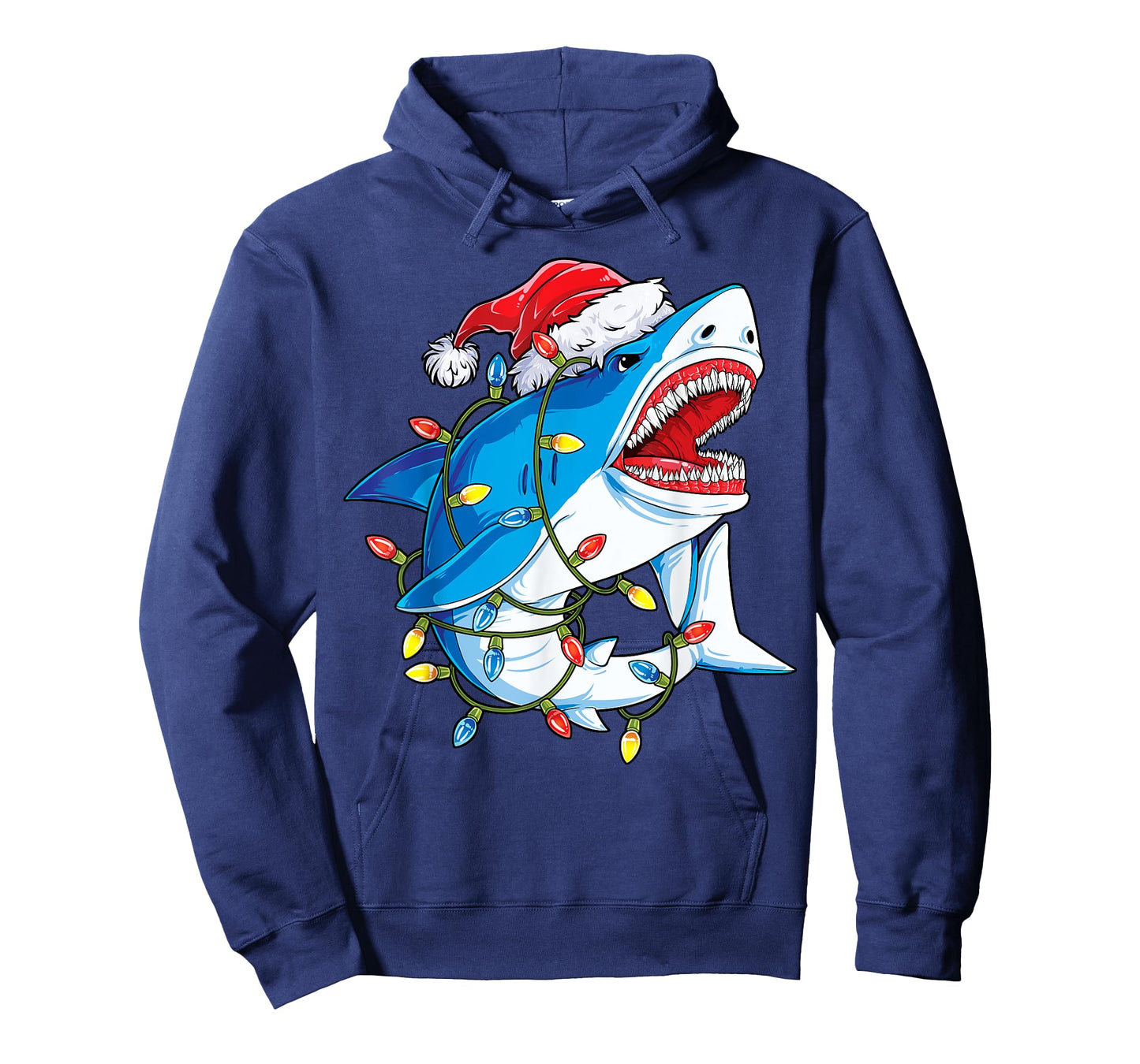 Santa Shark Christmas Lights Sharkmas Tree Xmas Boys Men T-Shirt