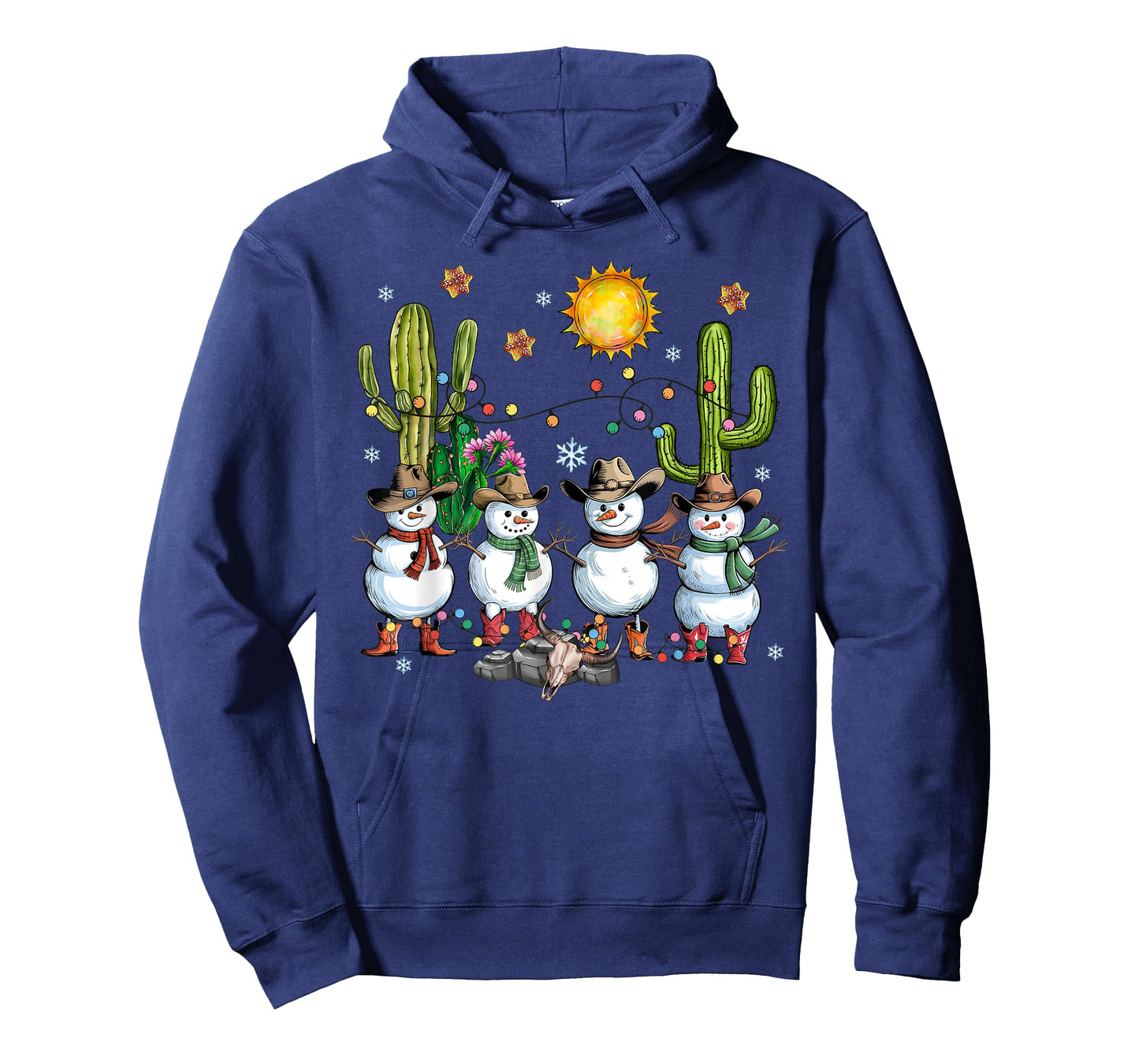 Snowman Cowboy Christmas Howdy Western Xmas Lights Boys Kids T-Shirt