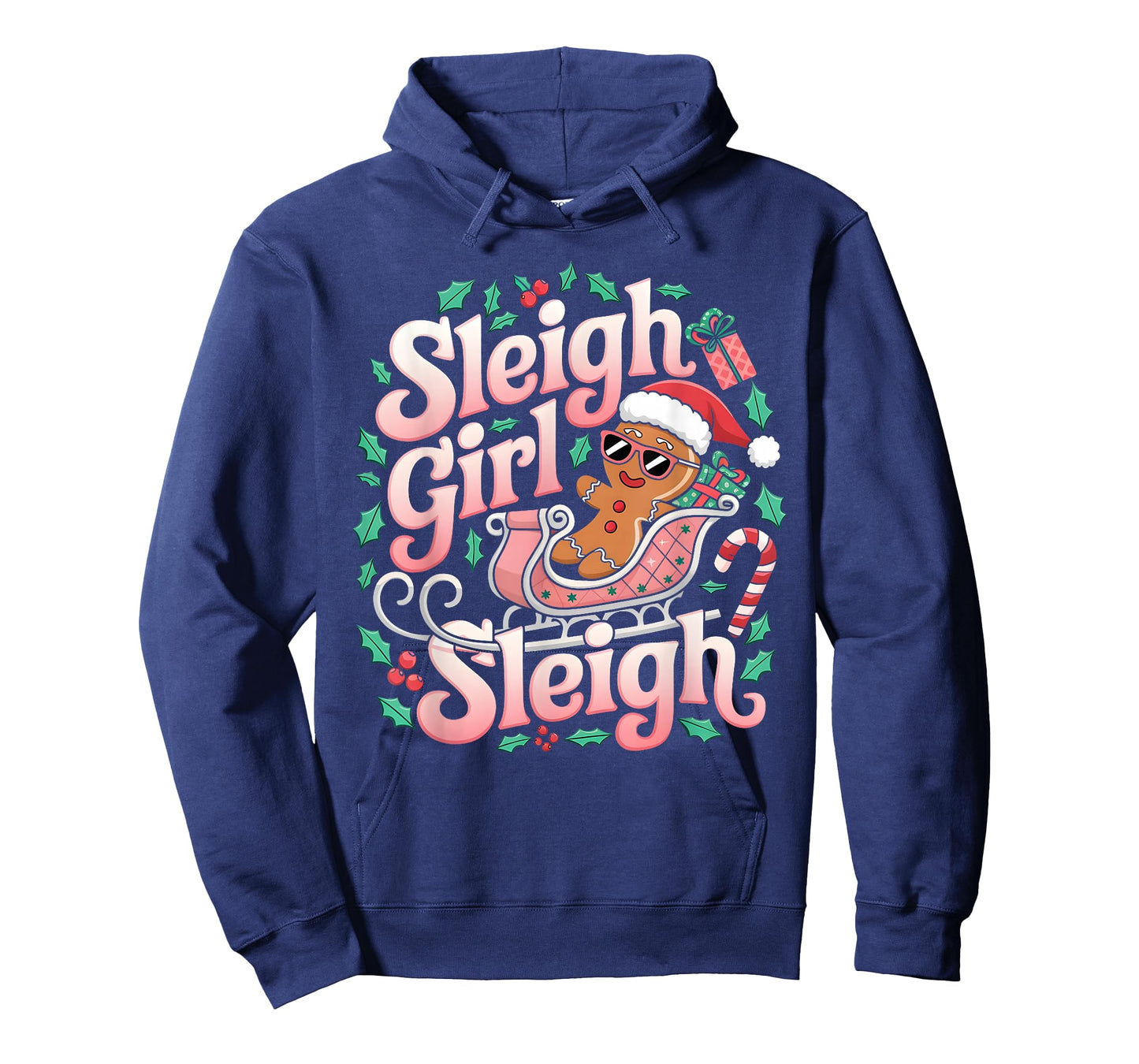 Groovy Pink Christmas Sleigh Girl Sleigh Gingerbread Holiday T-Shirt
