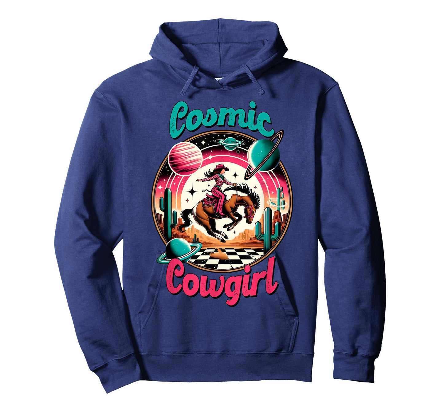 Cosmic Cowgirl Retro Astronaut Planets Outer Space Sci Fi T-Shirt