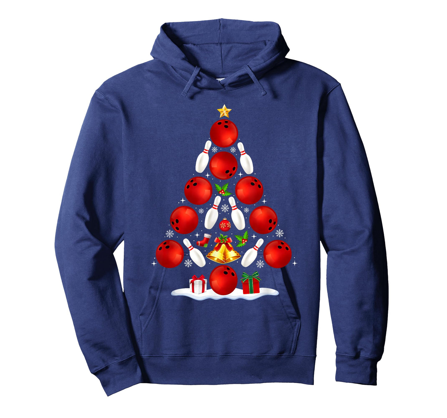 Bowling Christmas Tree Lights Red Santa Hat Xmas Pajamas T-Shirt