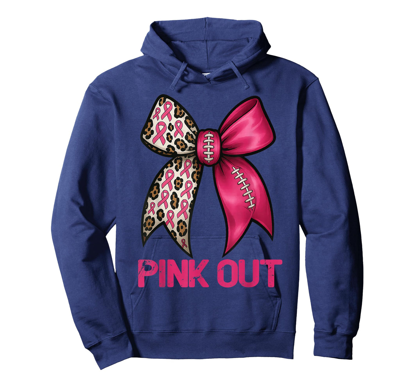Pink Out Leopard Bow Football Breast Cancer Awareness T-Shirt