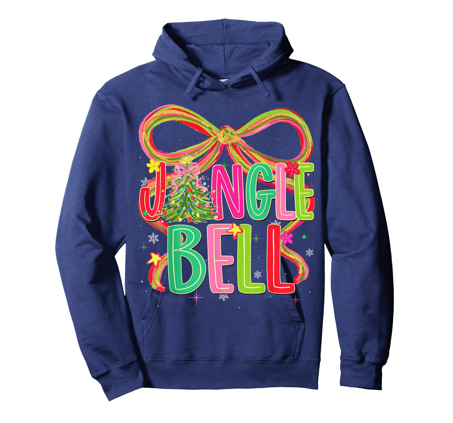 Jingle Bells Coquette Bow Merry Christmas Tree Girl Women T-Shirt