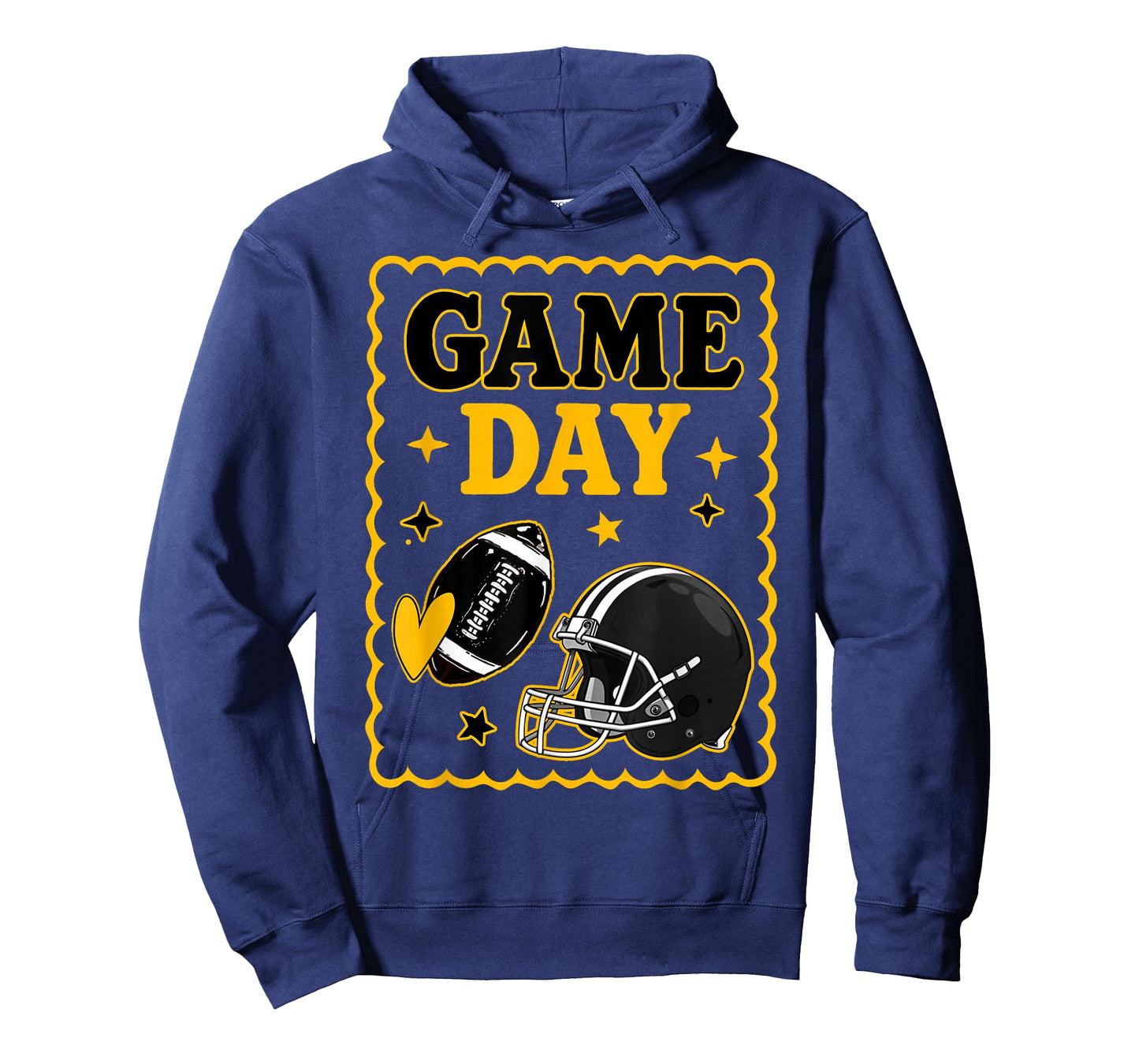Game Day Gold Black American Football Women Girl Kids Vibes T-Shirt