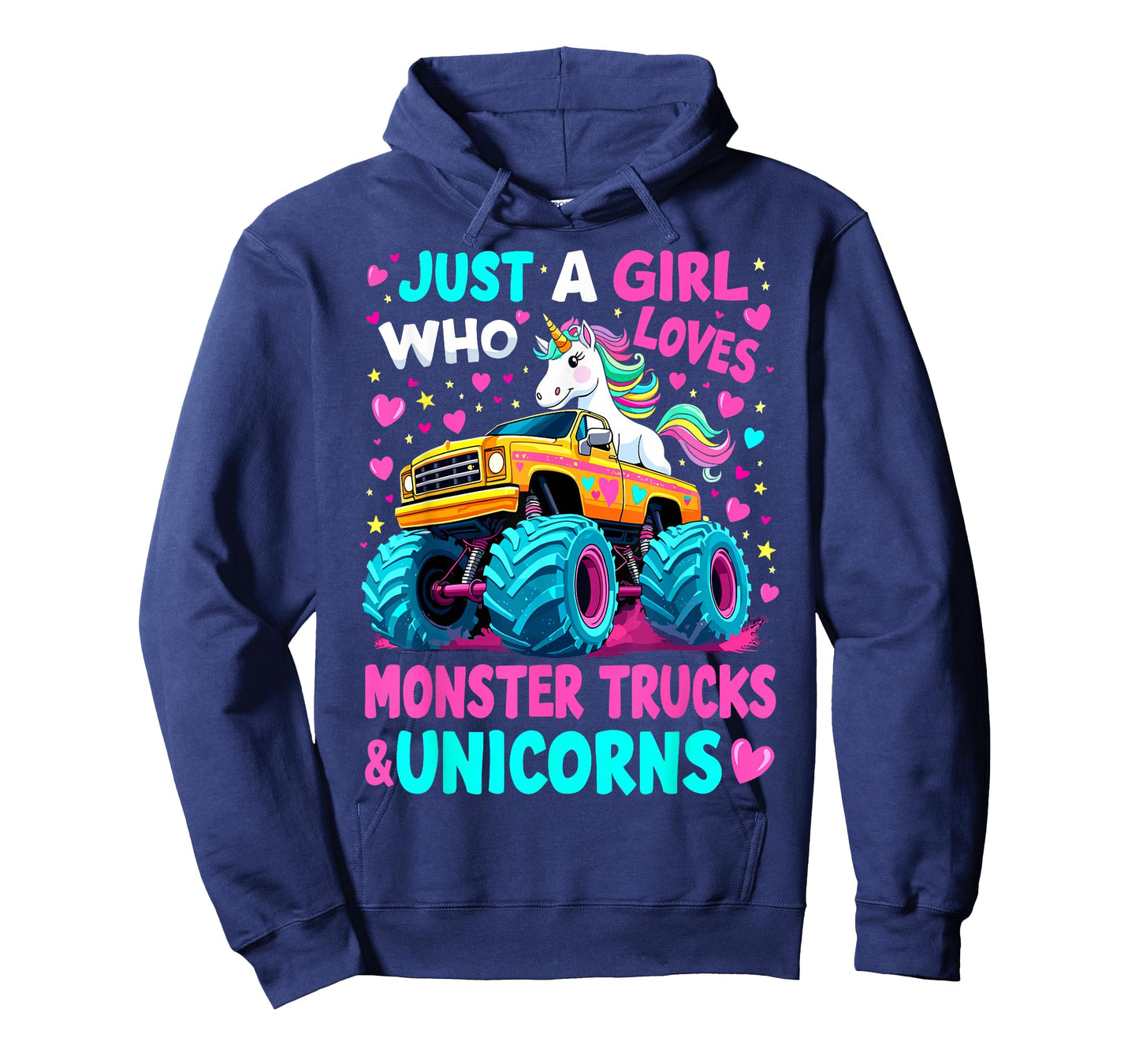 Just a Girl Who Loves Monster Trucks Unicorns T-Shirt